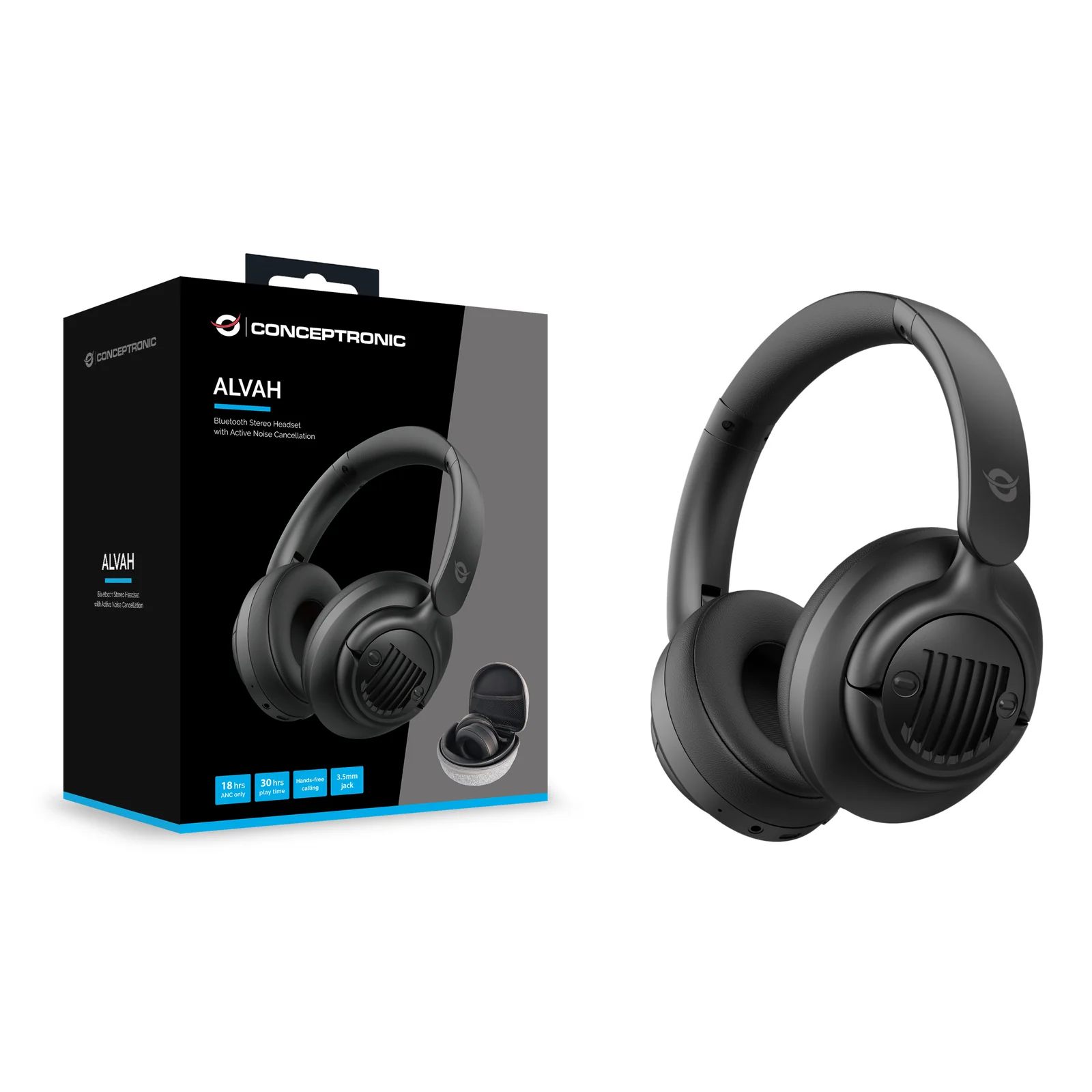 Conceptronic ALVAH02B casque Avec fil &sans fil Arceau Appels/Musique Bluetooth Noir