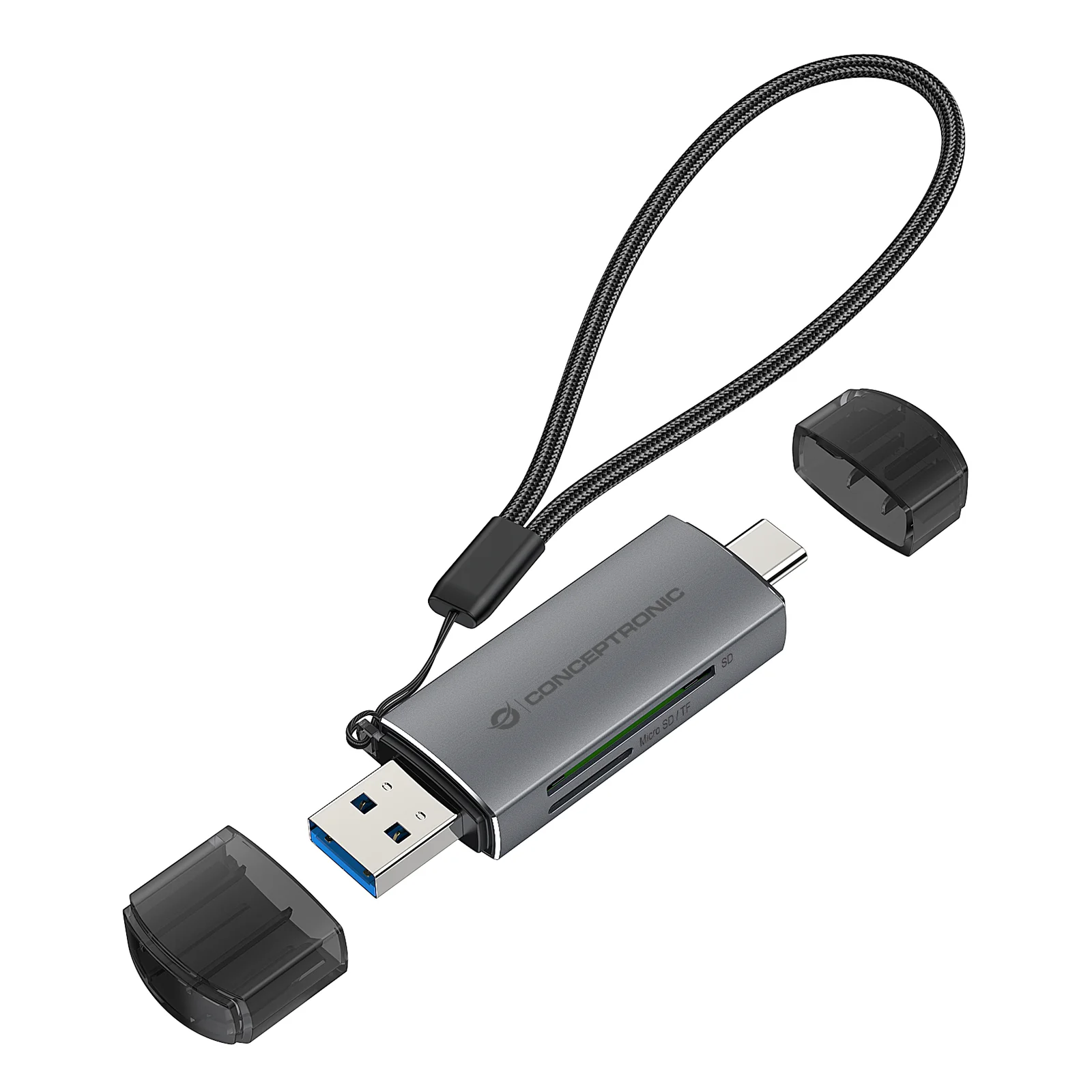 BIAN05G lecteur de carte mémoire USB 3.2 Gen 1 (3.1 Gen 1) Type-A/Type-C Gris