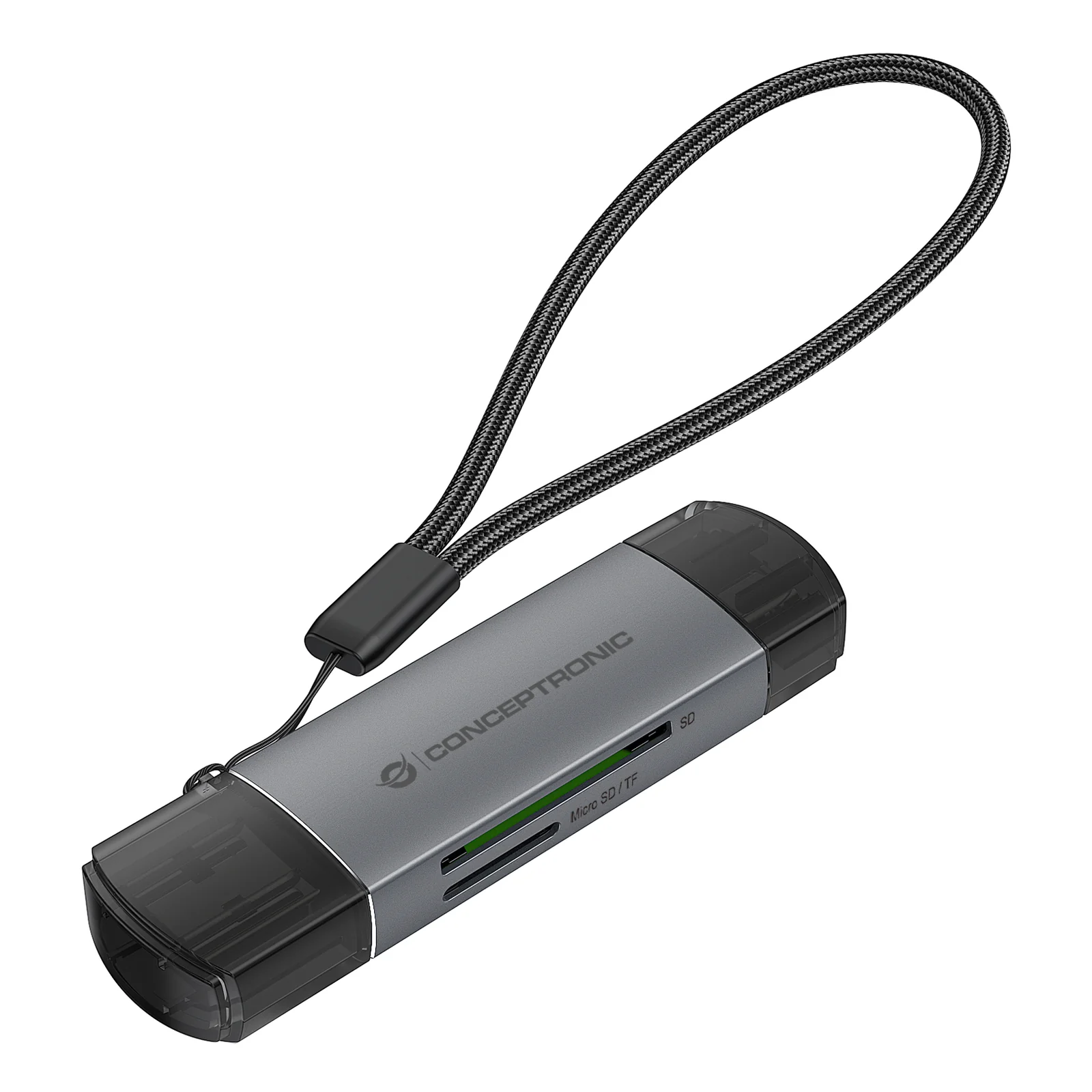 Conceptronic BIAN05G lecteur de carte mémoire USB 3.2 Gen 1 (3.1 Gen 1) Type-A/Type-C Gris