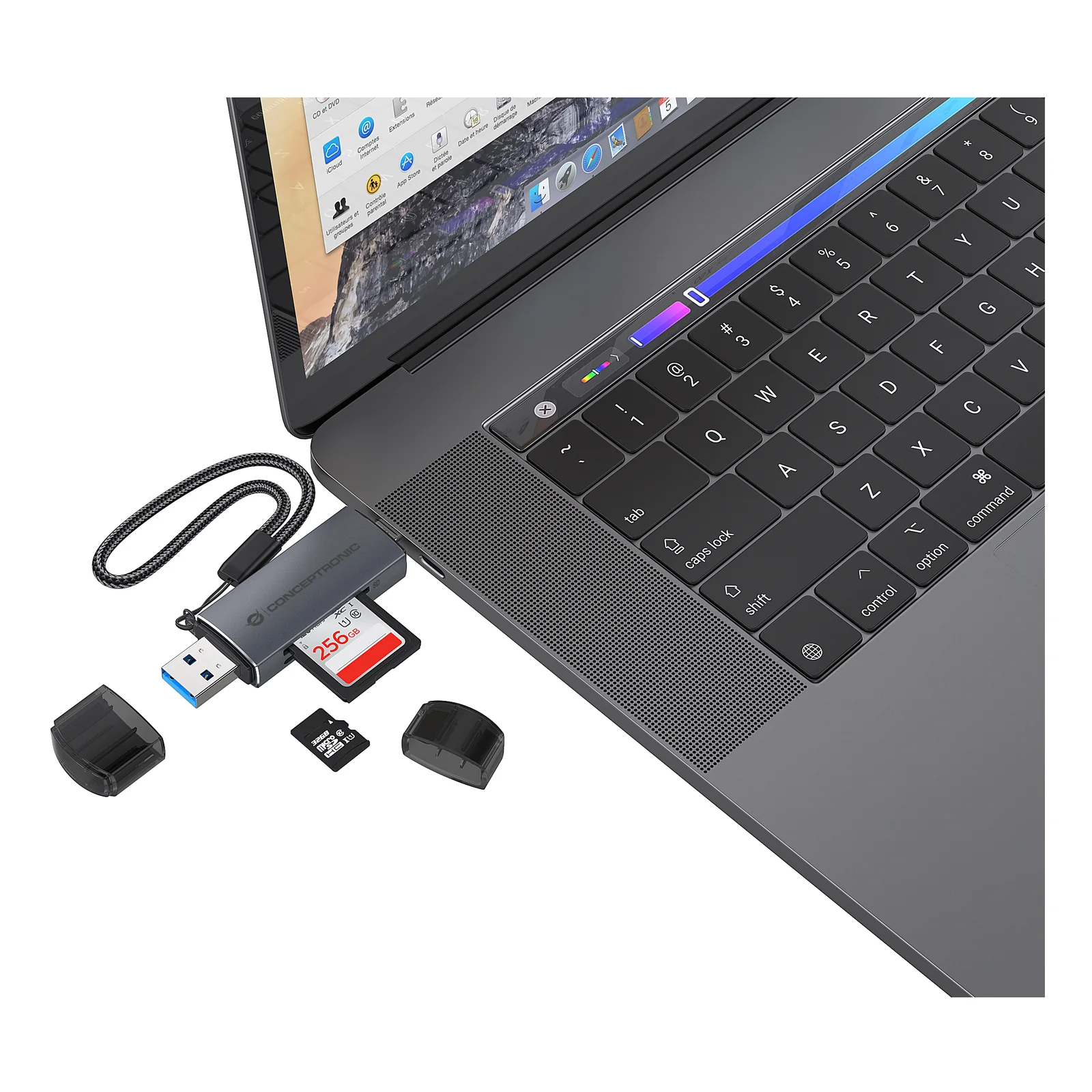 Conceptronic BIAN05G lecteur de carte mémoire USB 3.2 Gen 1 (3.1 Gen 1) Type-A/Type-C Gris