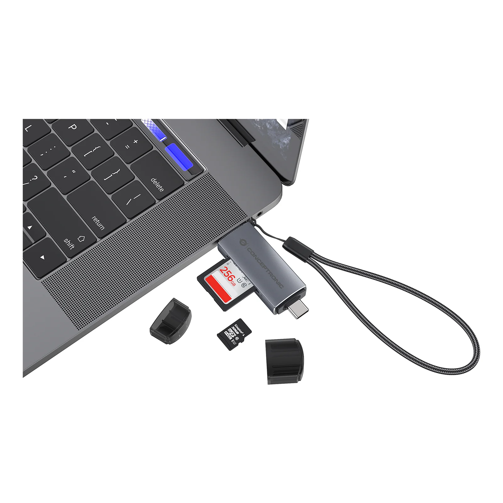 Conceptronic BIAN05G lecteur de carte mémoire USB 3.2 Gen 1 (3.1 Gen 1) Type-A/Type-C Gris