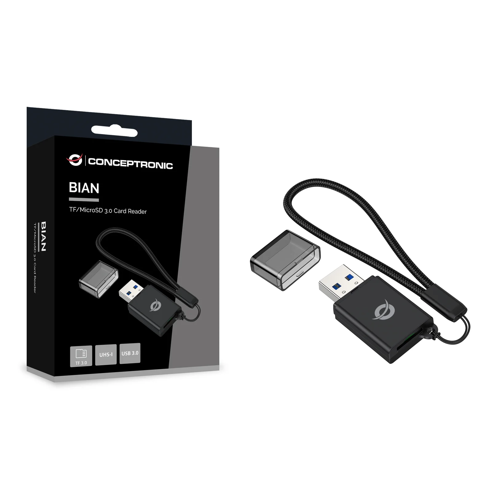 Conceptronic BIAN07B lecteur de carte mémoire USB 3.2 Gen 1 (3.1 Gen 1) Type-A Noir