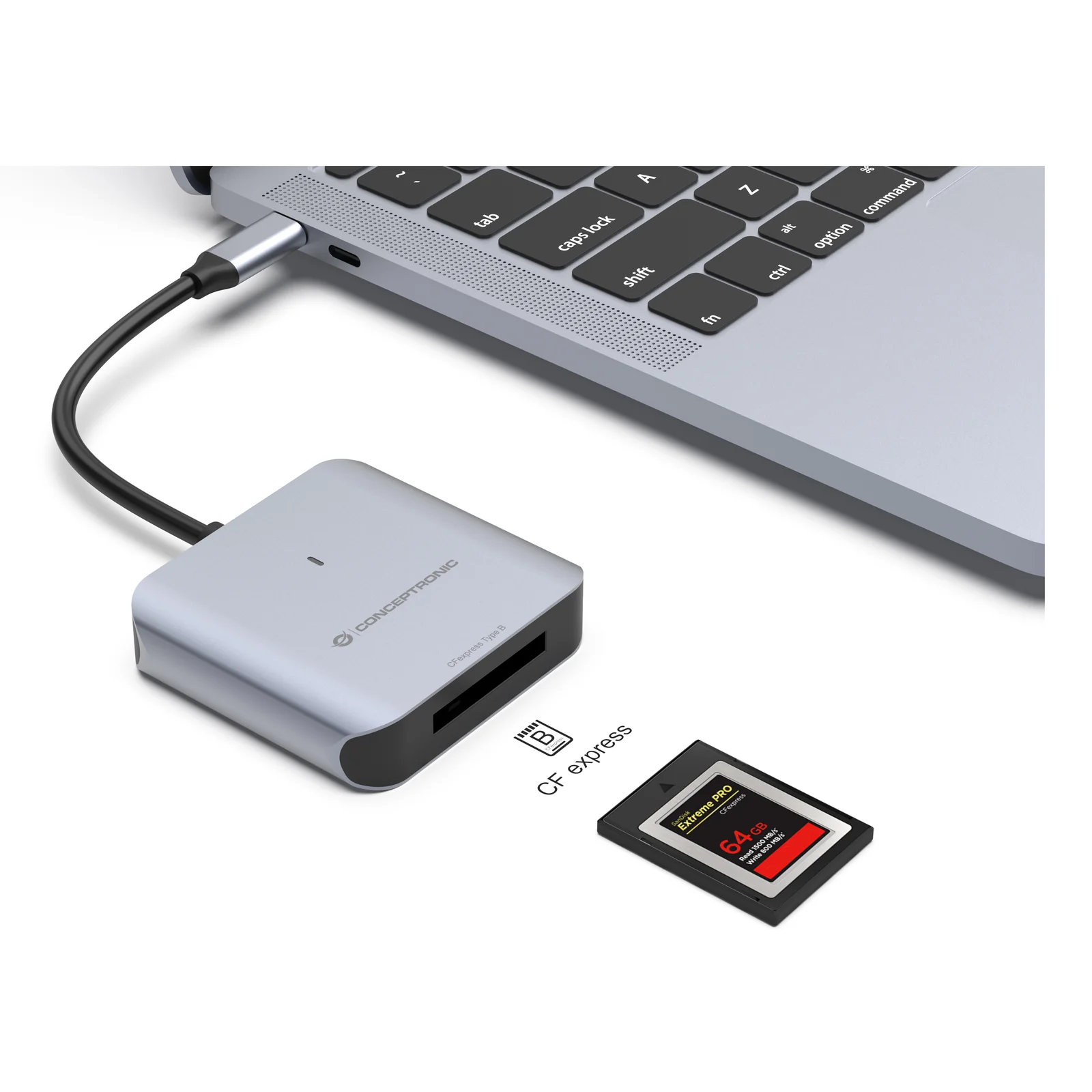 Conceptronic BIAN08G lecteur de carte mémoire USB 3.2 Gen 2 Type-C Gris