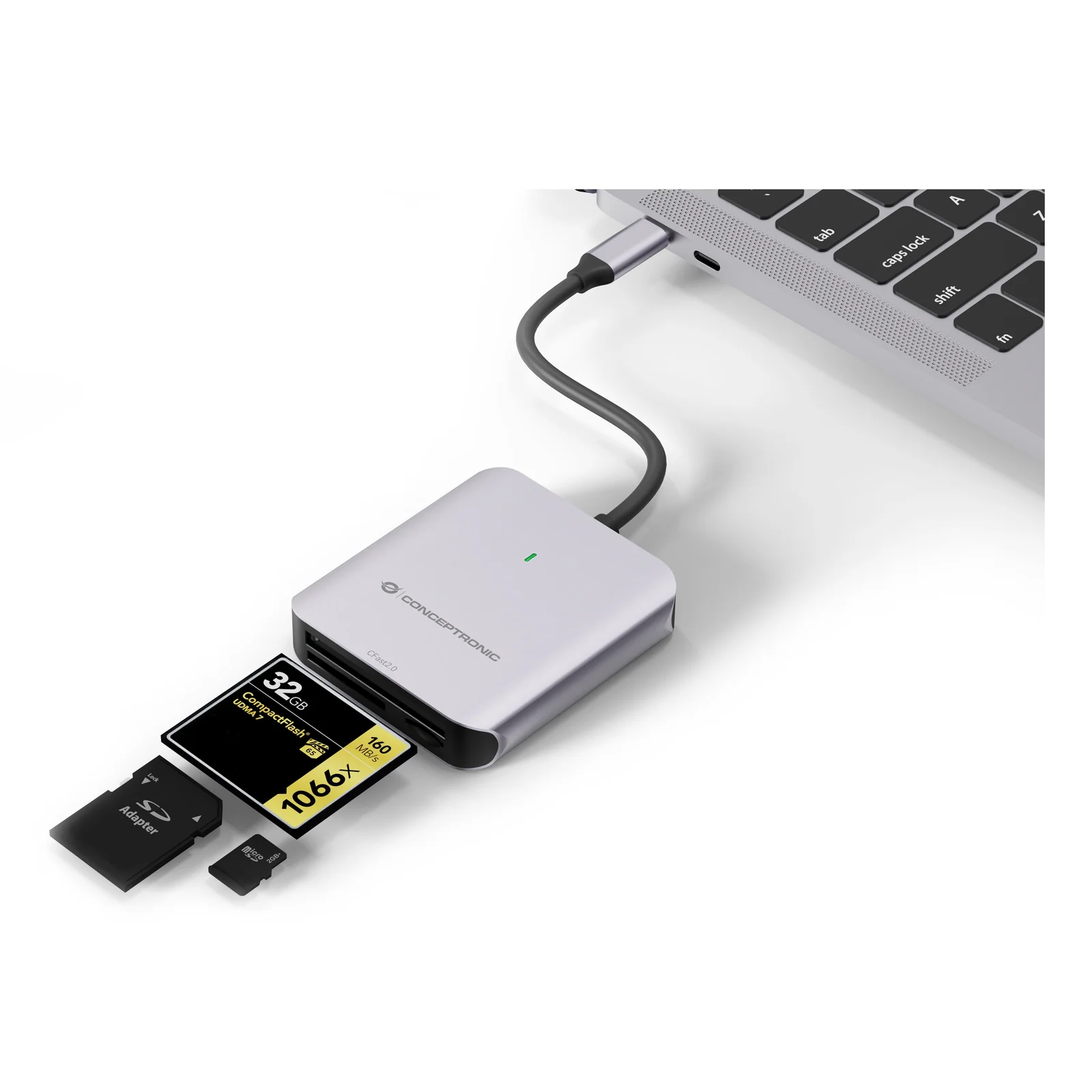Conceptronic BIAN09G lecteur de carte mémoire USB 3.2 Gen 2 Type-C Gris