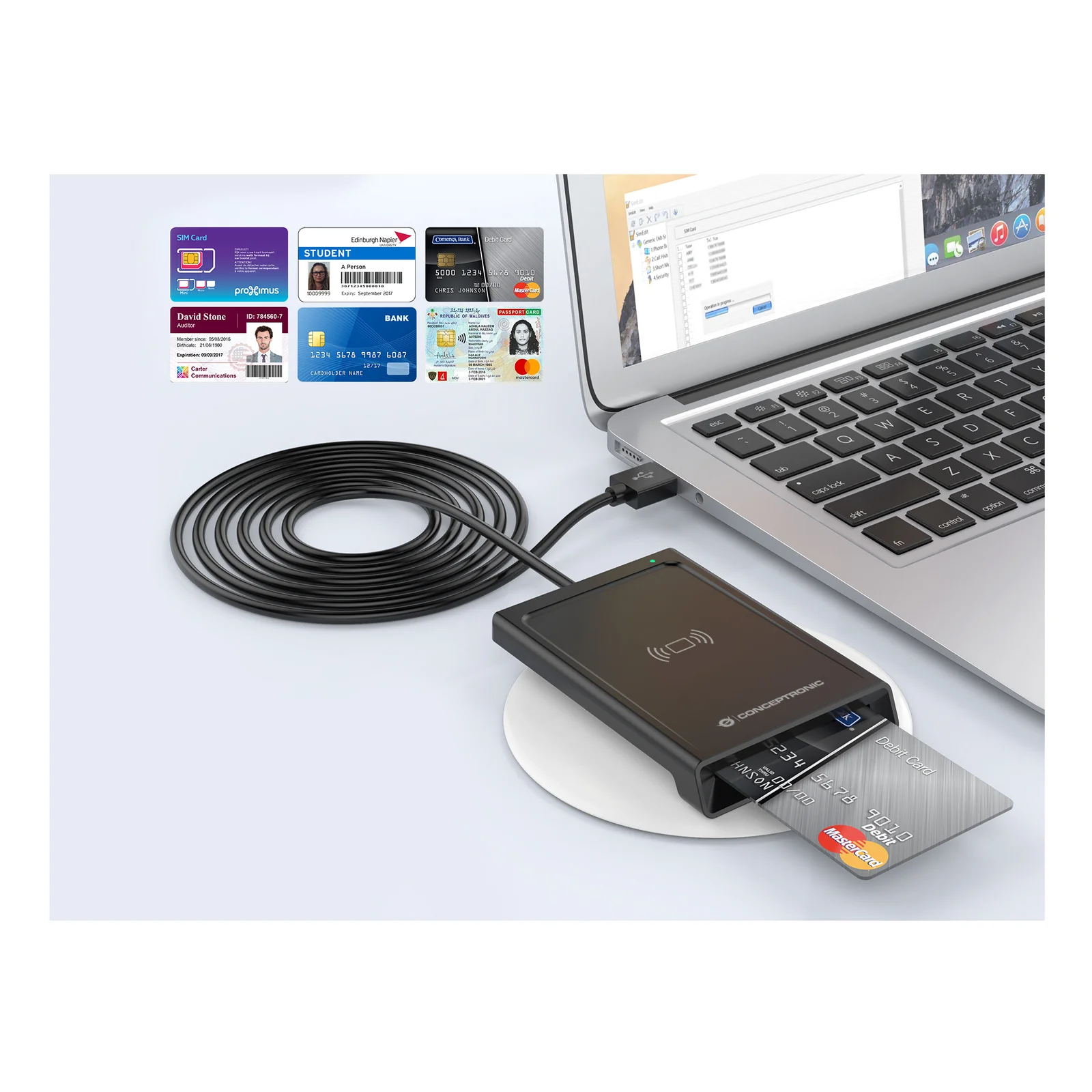 Conceptronic BIAN11B lecteur de cartes à puce Intérieure USB USB 2.0 Noir