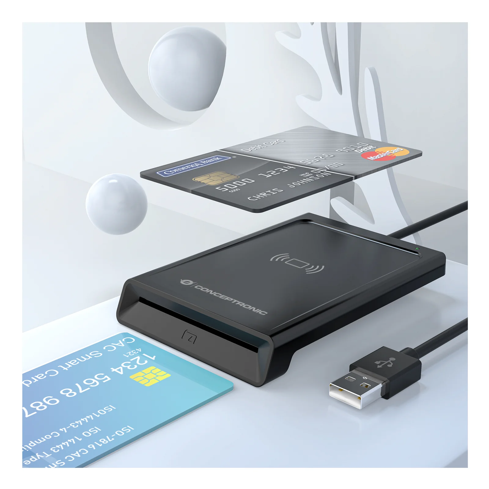 Conceptronic BIAN11B lecteur de cartes à puce Intérieure USB USB 2.0 Noir