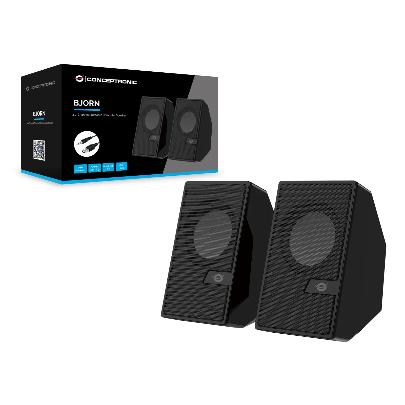 Conceptronic BJORN02B haut-parleur 2-voies Noir Avec fil &sans fil 6 W