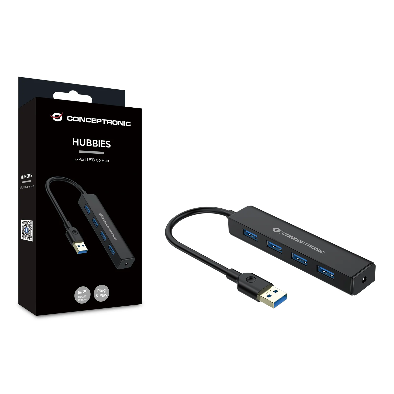Conceptronic C4PUSB3 hub & concentrateur USB 3.2 Gen 1 (3.1 Gen 1) Type-A 5000 Mbit/s Noir