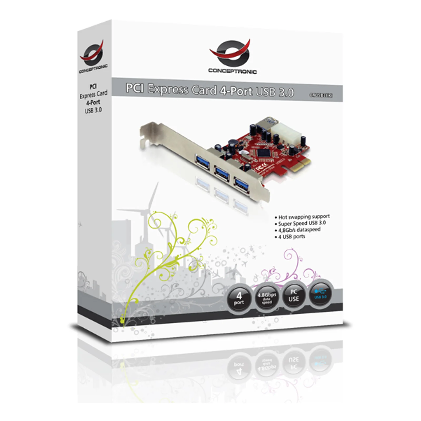 Conceptronic C4USB3EXI carte et adaptateur d'interfaces Interne USB 3.2 Gen 1 (3.1 Gen 1)