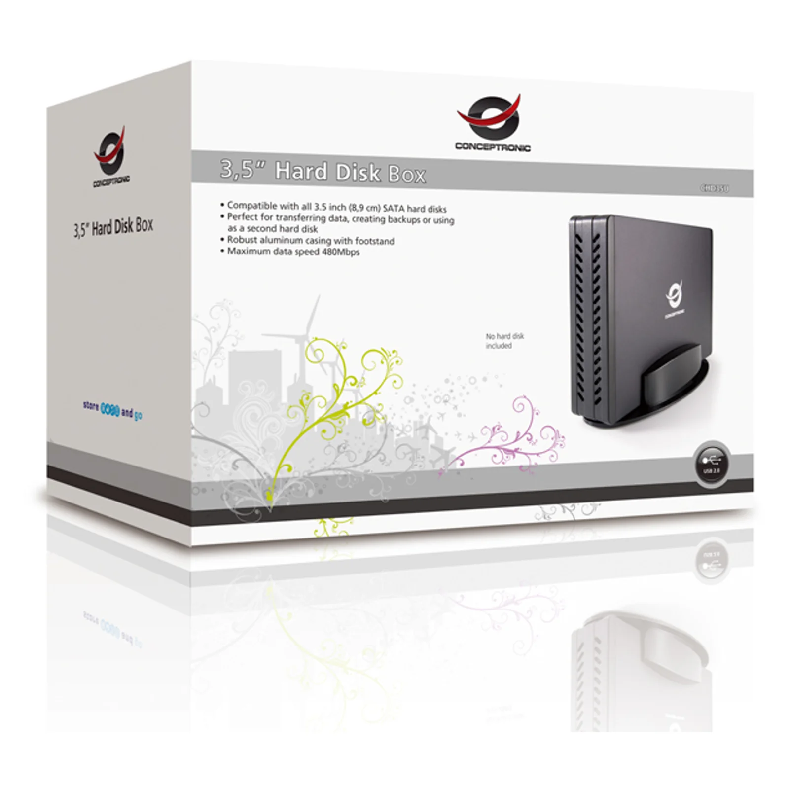 Conceptronic CHD3SU Boîtier de disques de stockage Boîtier HDD Noir 3.5"