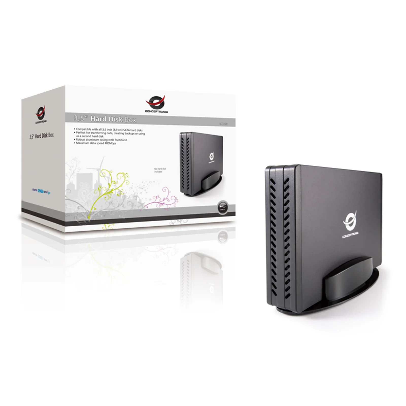 Conceptronic CHD3SU Boîtier de disques de stockage Boîtier HDD Noir 3.5"