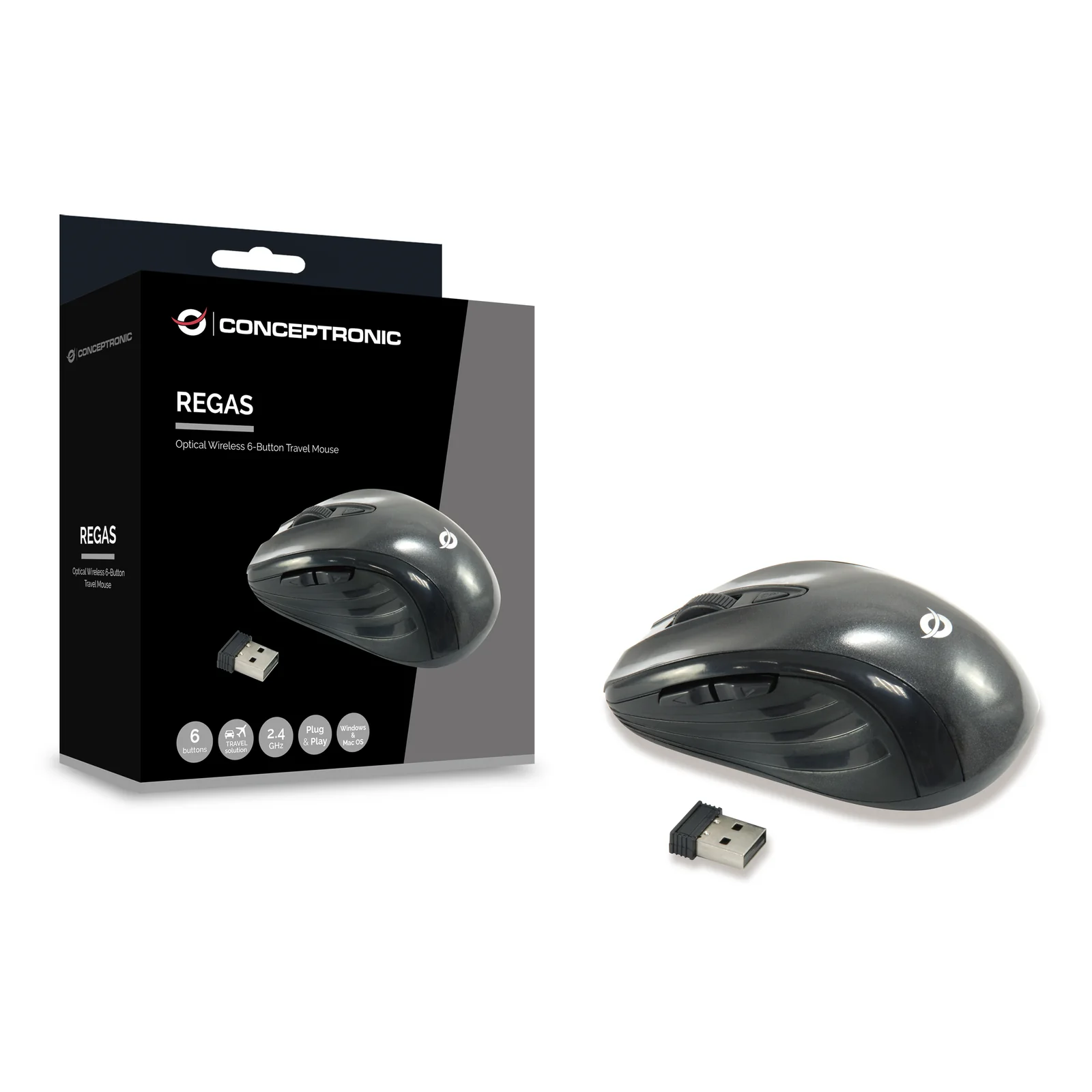 Conceptronic CLLM5BTRVWL souris Voyage Droitier RF sans fil Optique 1600 DPI