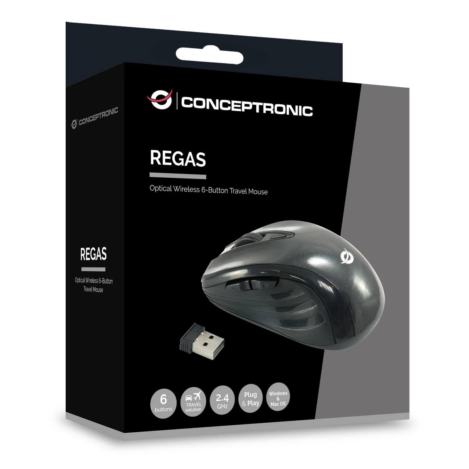 Conceptronic CLLM5BTRVWL souris Voyage Droitier RF sans fil Optique 1600 DPI
