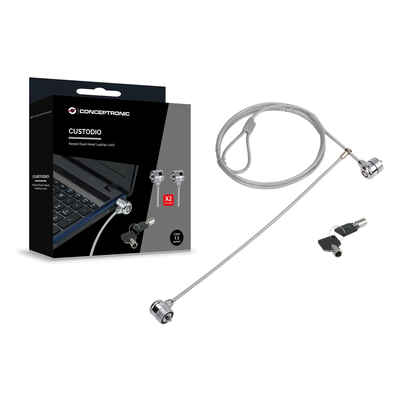 Conceptronic CNBSLOCK15T câble antivol Argent 1,5 m