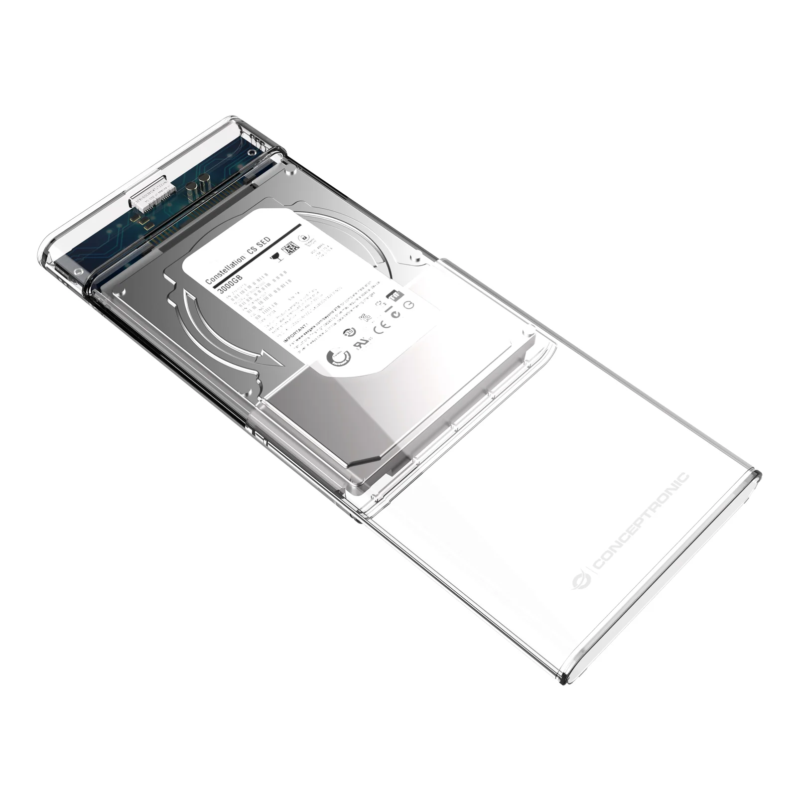 Conceptronic DANTE03T Boîtier de disques de stockage Boîtier disque dur/SSD Transparent 2.5"