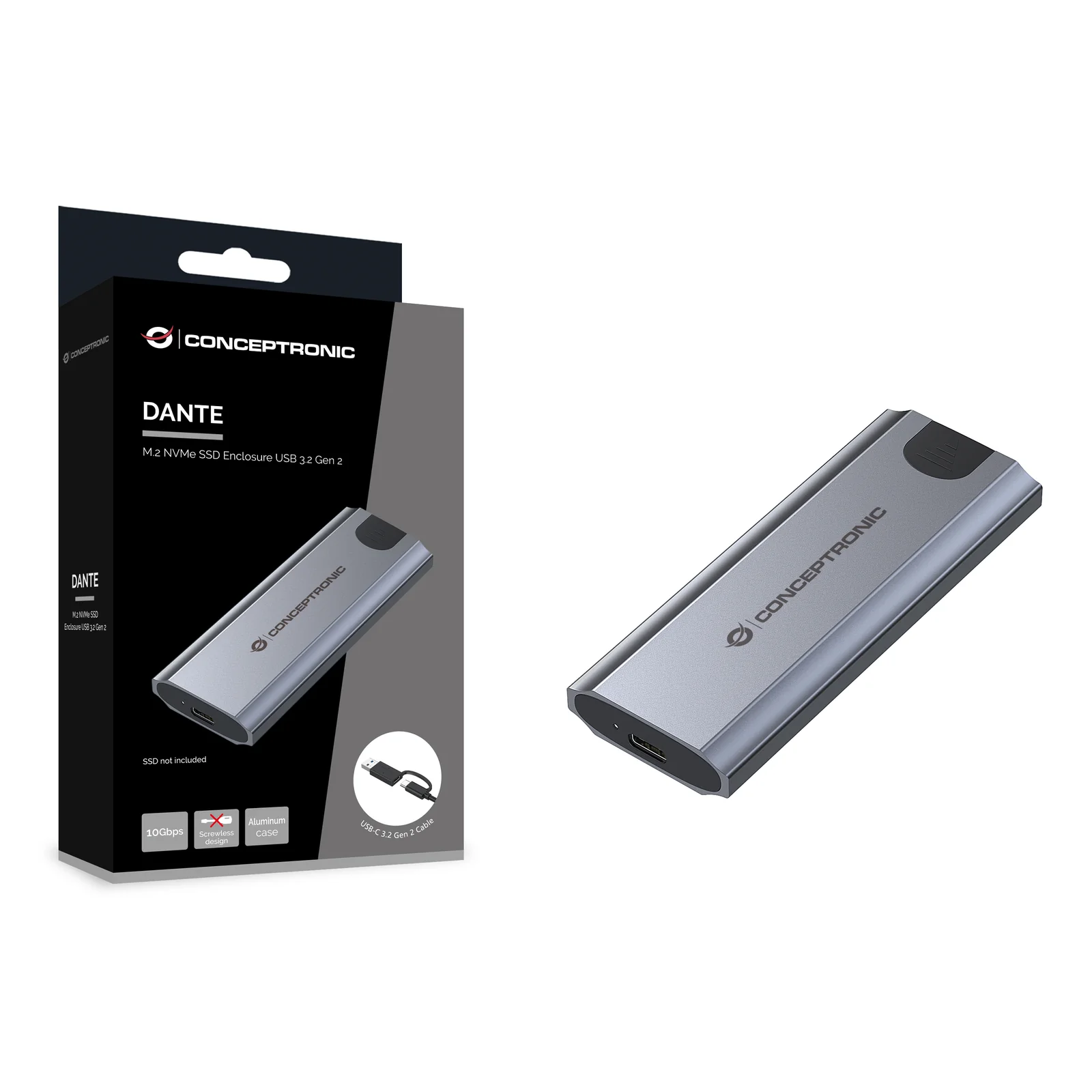 Conceptronic DANTE05G Boîtier de disques de stockage Enceinte ssd Gris M.2