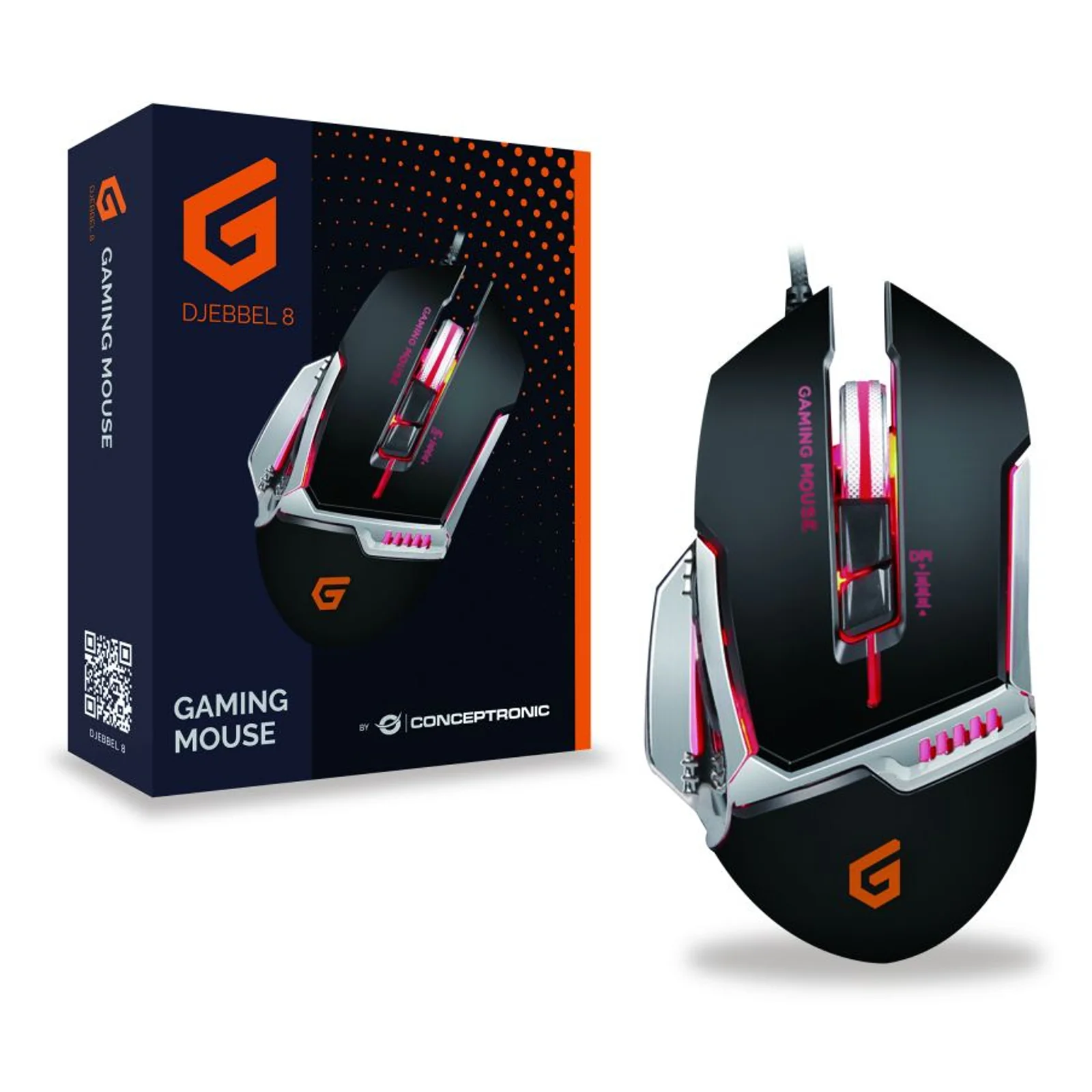 Conceptronic DJEBBEL 8 souris Gaming Droitier USB Type-A Optique 4000 DPI