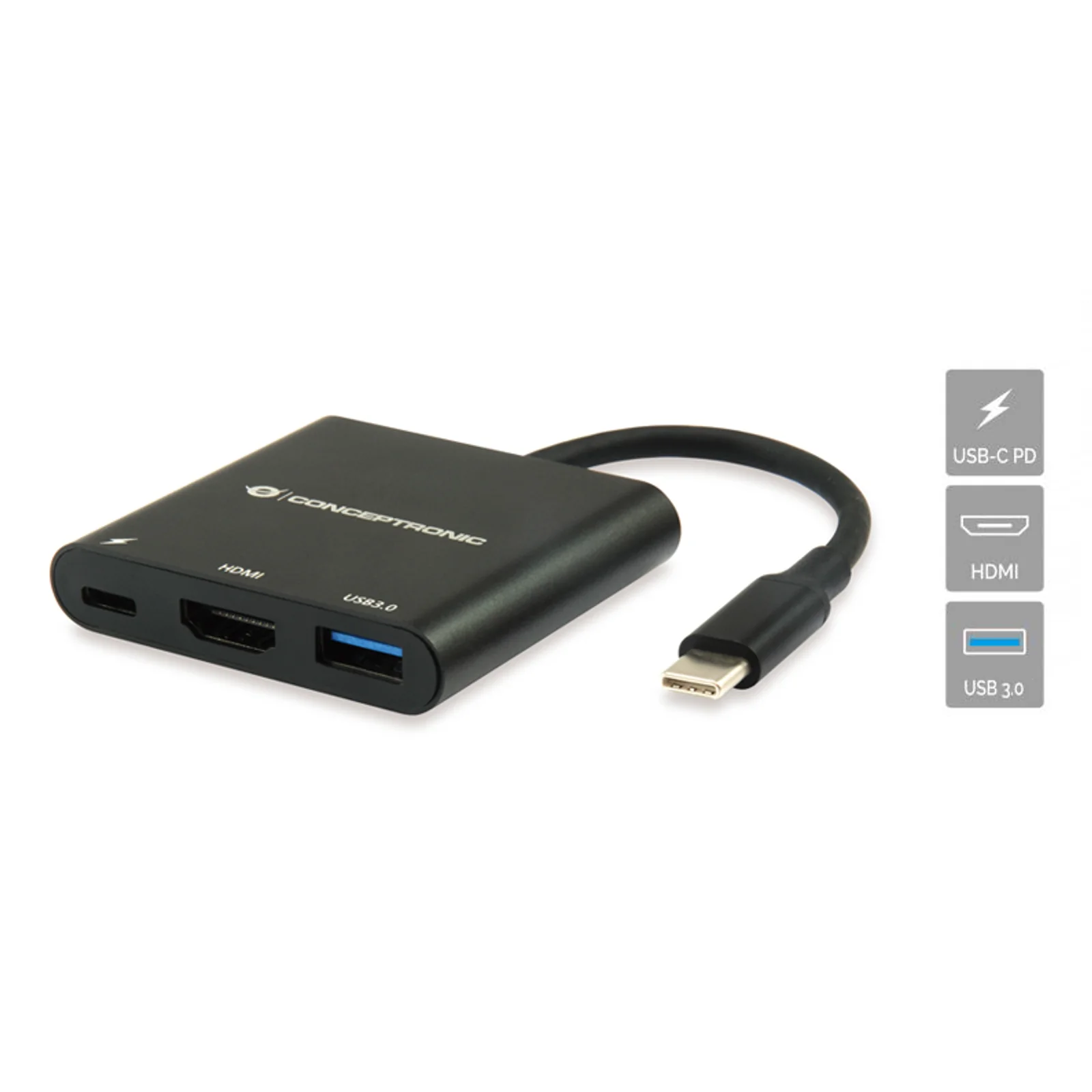 Conceptronic DONN01B station d'accueil USB 3.2 Gen 1 (3.1 Gen 1) Type-C Noir