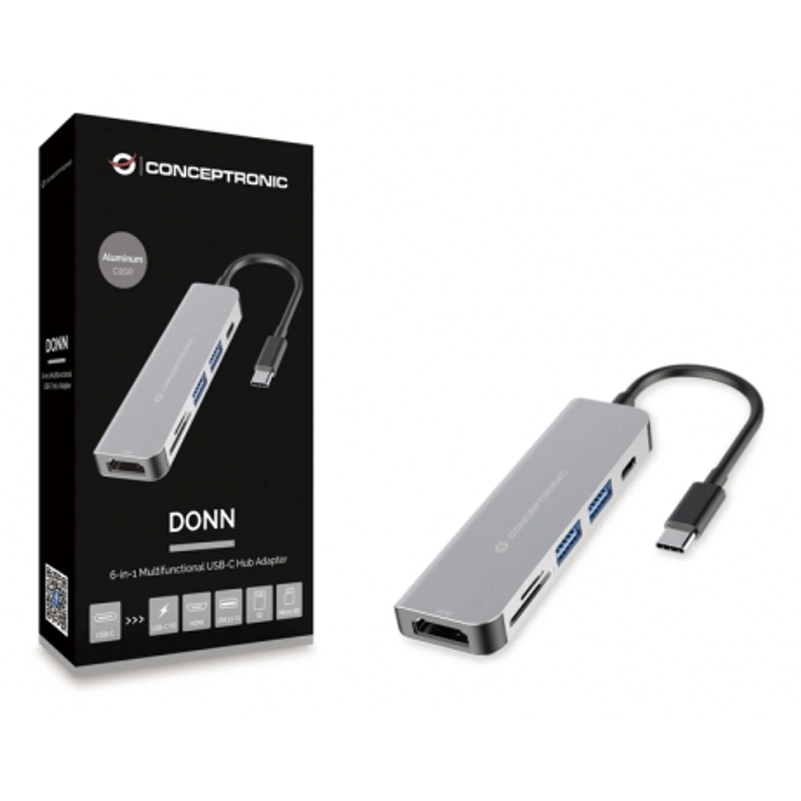 Conceptronic DONN02G station d'accueil USB 3.2 Gen 1 (3.1 Gen 1) Type-C Aluminium