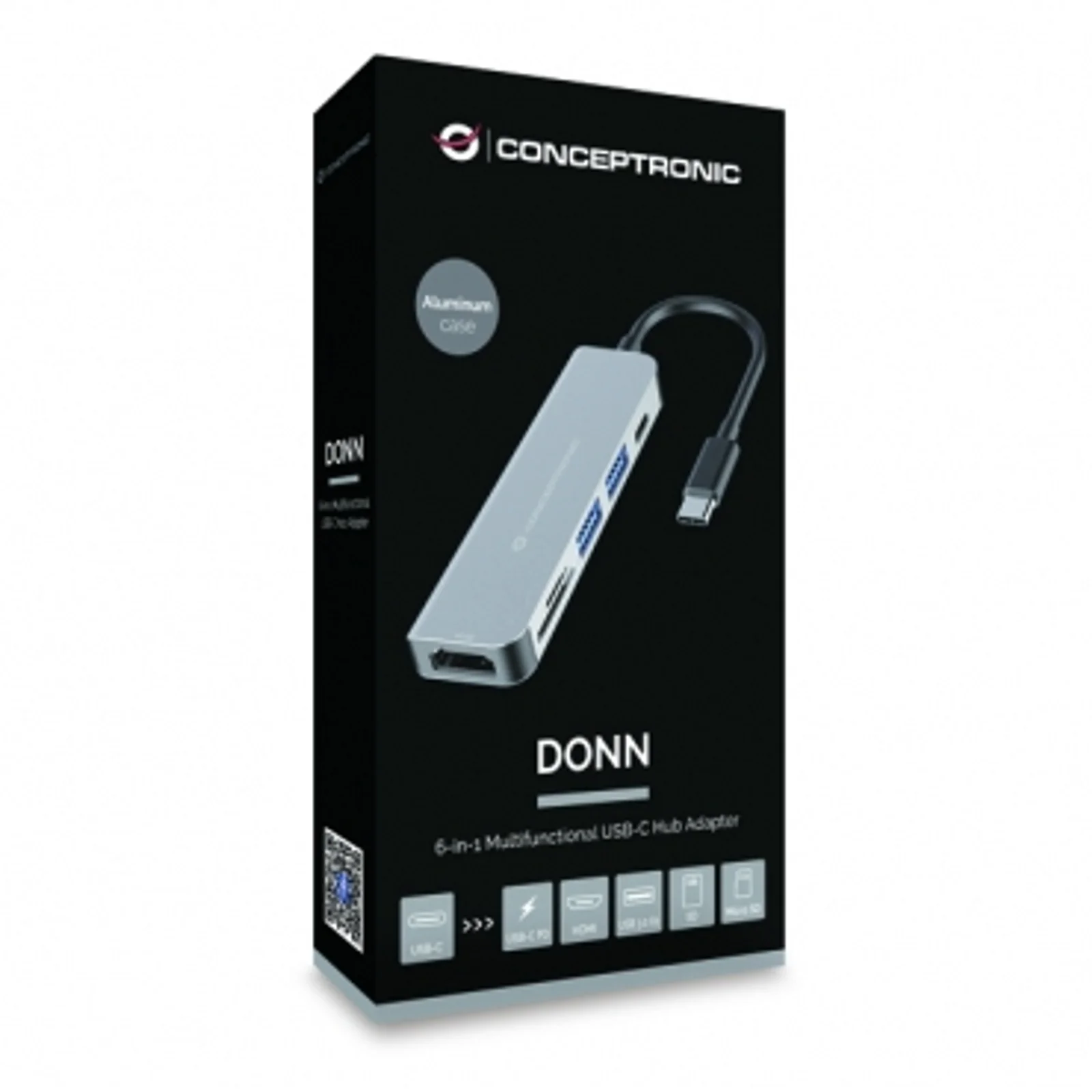 Conceptronic DONN02G station d'accueil USB 3.2 Gen 1 (3.1 Gen 1) Type-C Aluminium