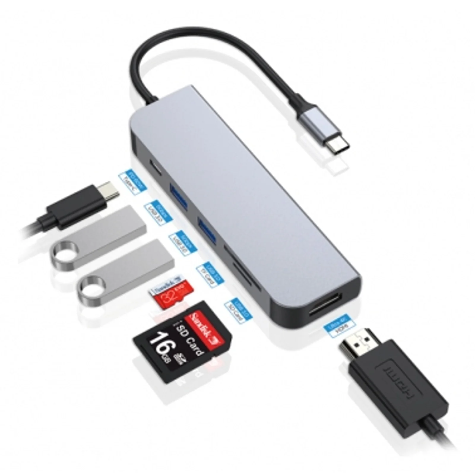 Conceptronic DONN02G station d'accueil USB 3.2 Gen 1 (3.1 Gen 1) Type-C Aluminium