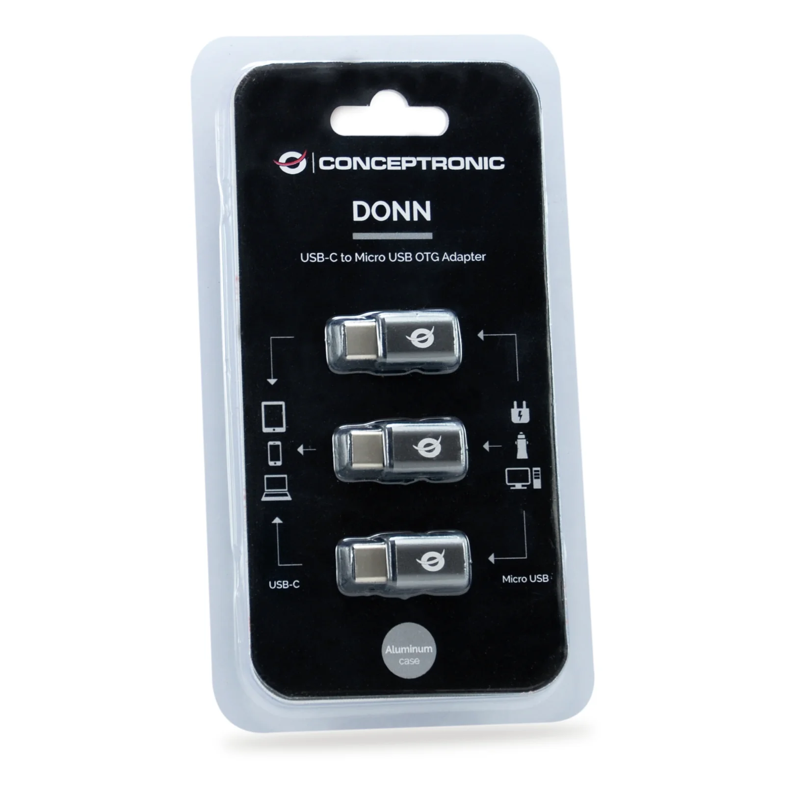 Conceptronic DONN05G changeur de genre de câble USB 2.0 Type-C USB 2.0 Micro Noir