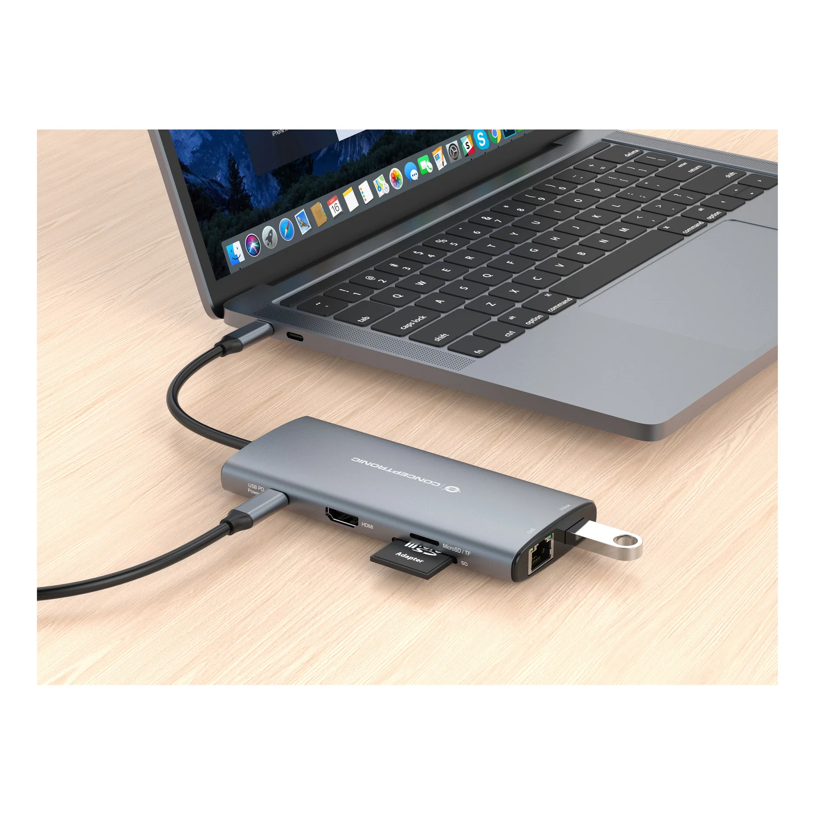 Conceptronic DONN06G Avec fil USB 3.2 Gen 1 (3.1 Gen 1) Type-C Gris