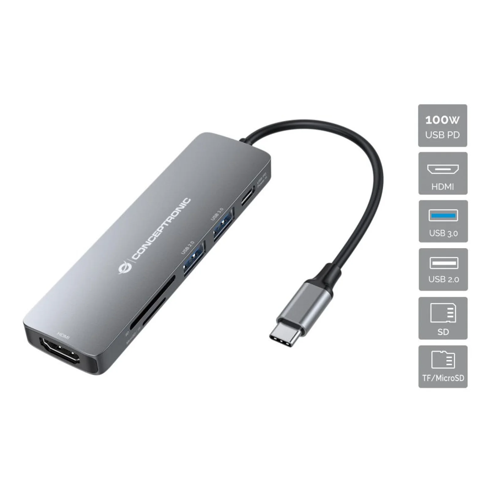 DONN11G station d'accueil Avec fil USB 3.2 Gen 1 (3.1 Gen 1) Type-C Gris