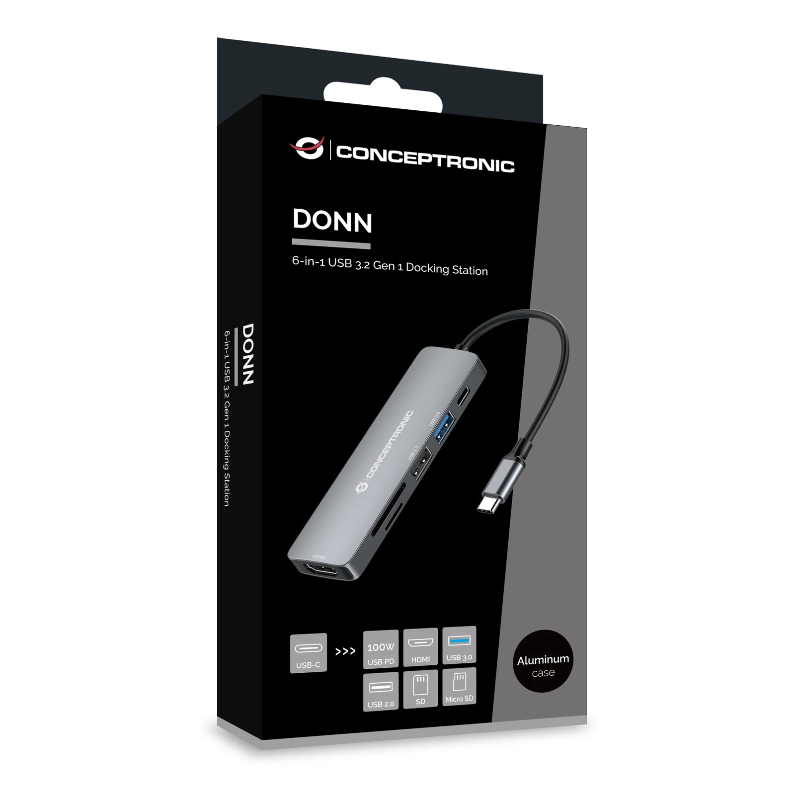 Conceptronic DONN11G station d'accueil Avec fil USB 3.2 Gen 1 (3.1 Gen 1) Type-C Gris