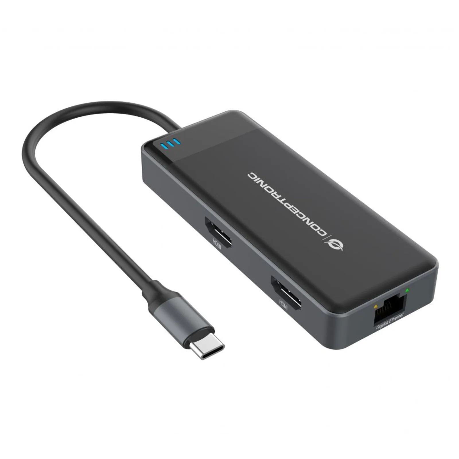 Conceptronic DONN14G station d'accueil Avec fil USB 3.2 Gen 1 (3.1 Gen 1) Type-C Gris