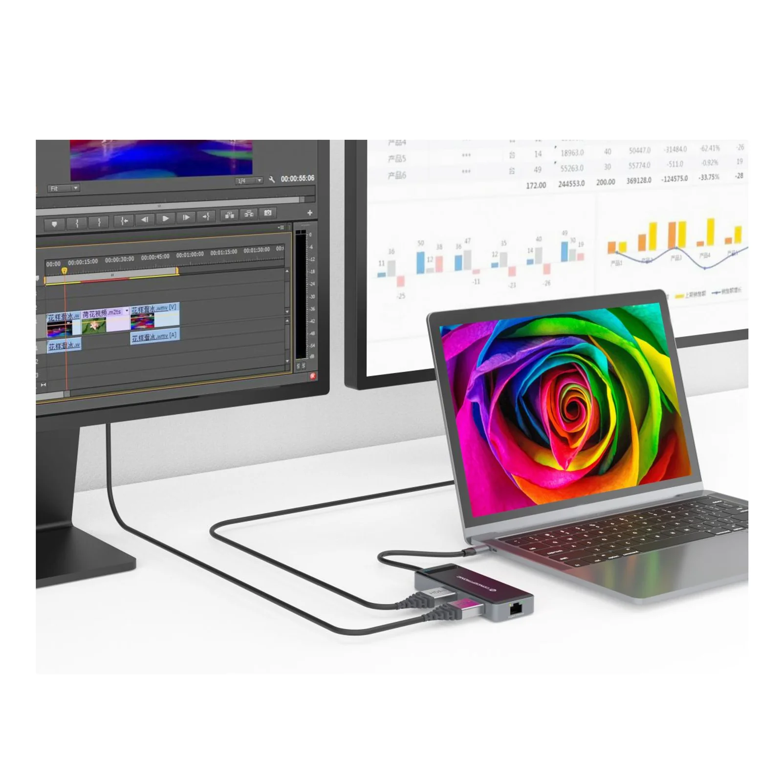 Conceptronic DONN14G station d'accueil Avec fil USB 3.2 Gen 1 (3.1 Gen 1) Type-C Gris
