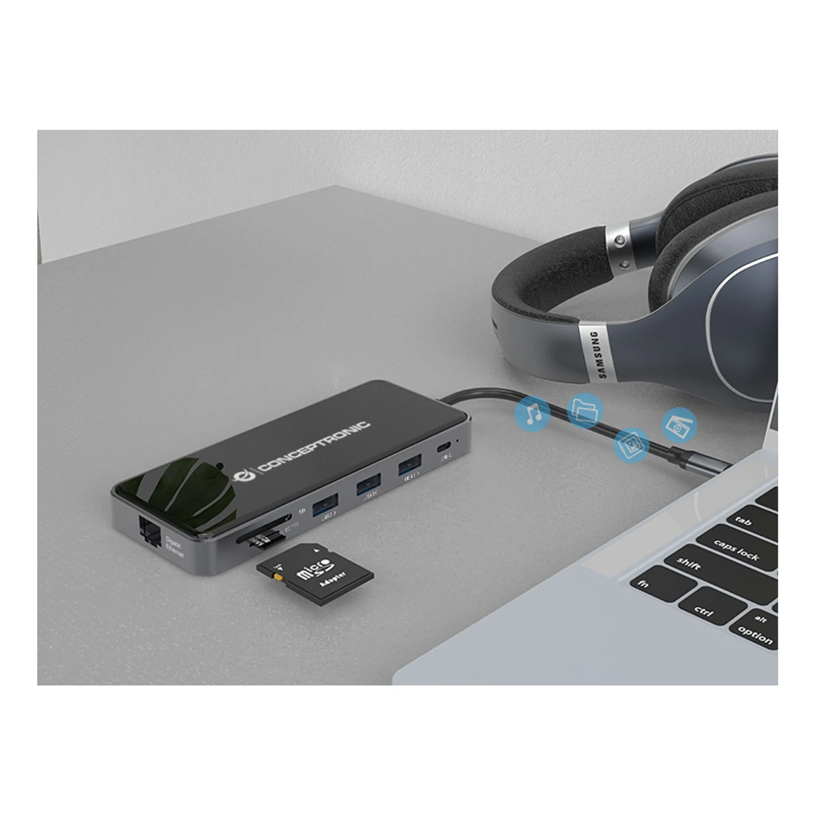 Conceptronic DONN15G station d'accueil Avec fil USB 3.2 Gen 1 (3.1 Gen 1) Type-C Gris