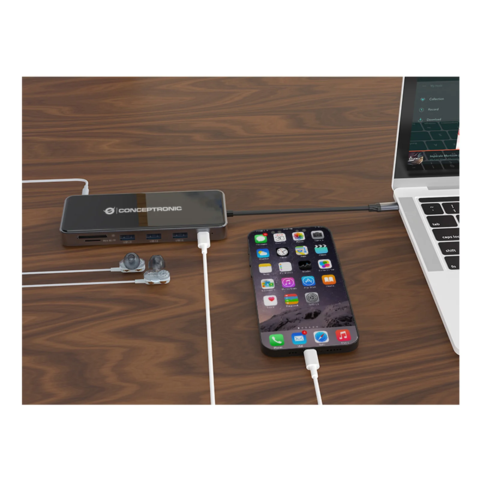 Conceptronic DONN15G station d'accueil Avec fil USB 3.2 Gen 1 (3.1 Gen 1) Type-C Gris