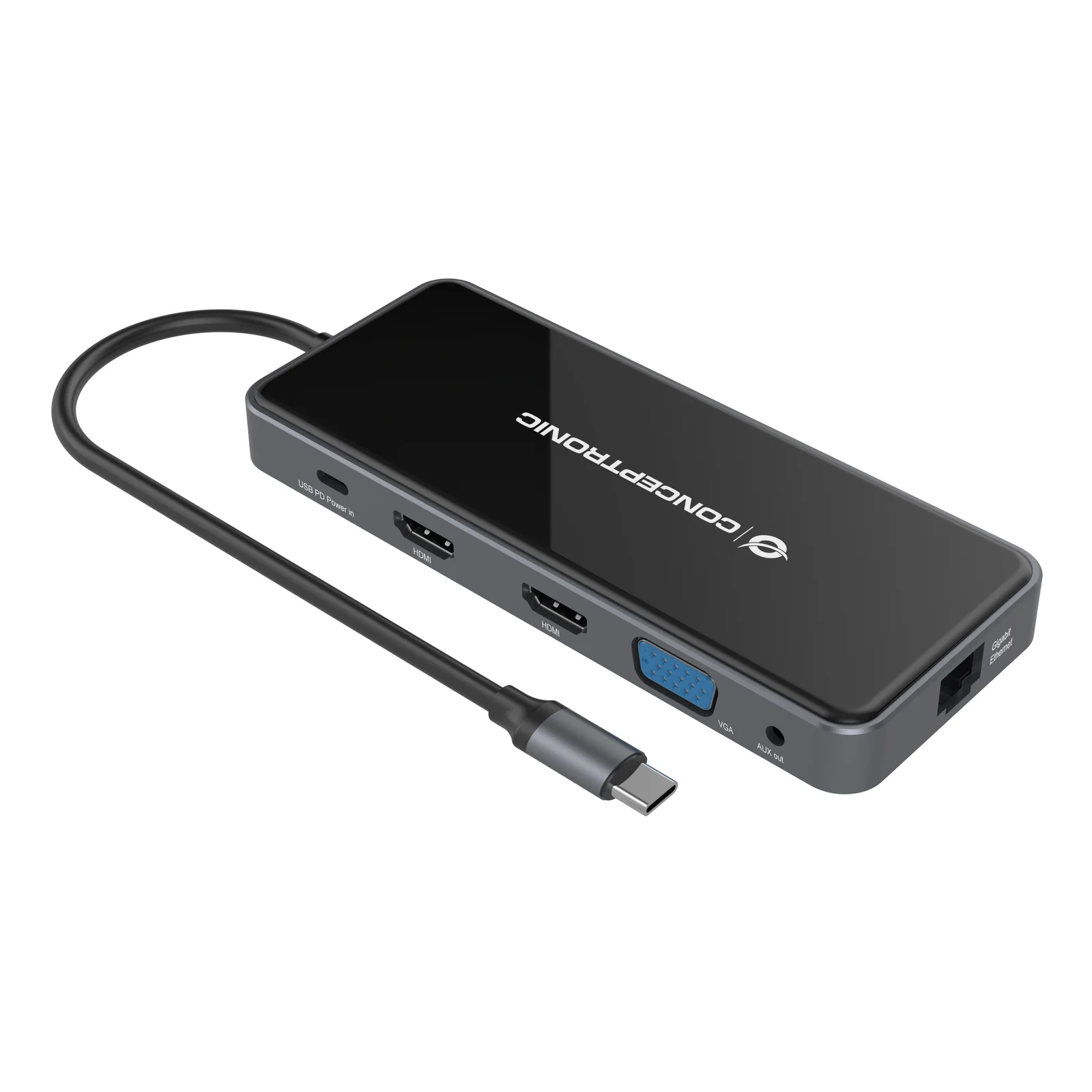 Conceptronic DONN15G station d'accueil Avec fil USB 3.2 Gen 1 (3.1 Gen 1) Type-C Gris