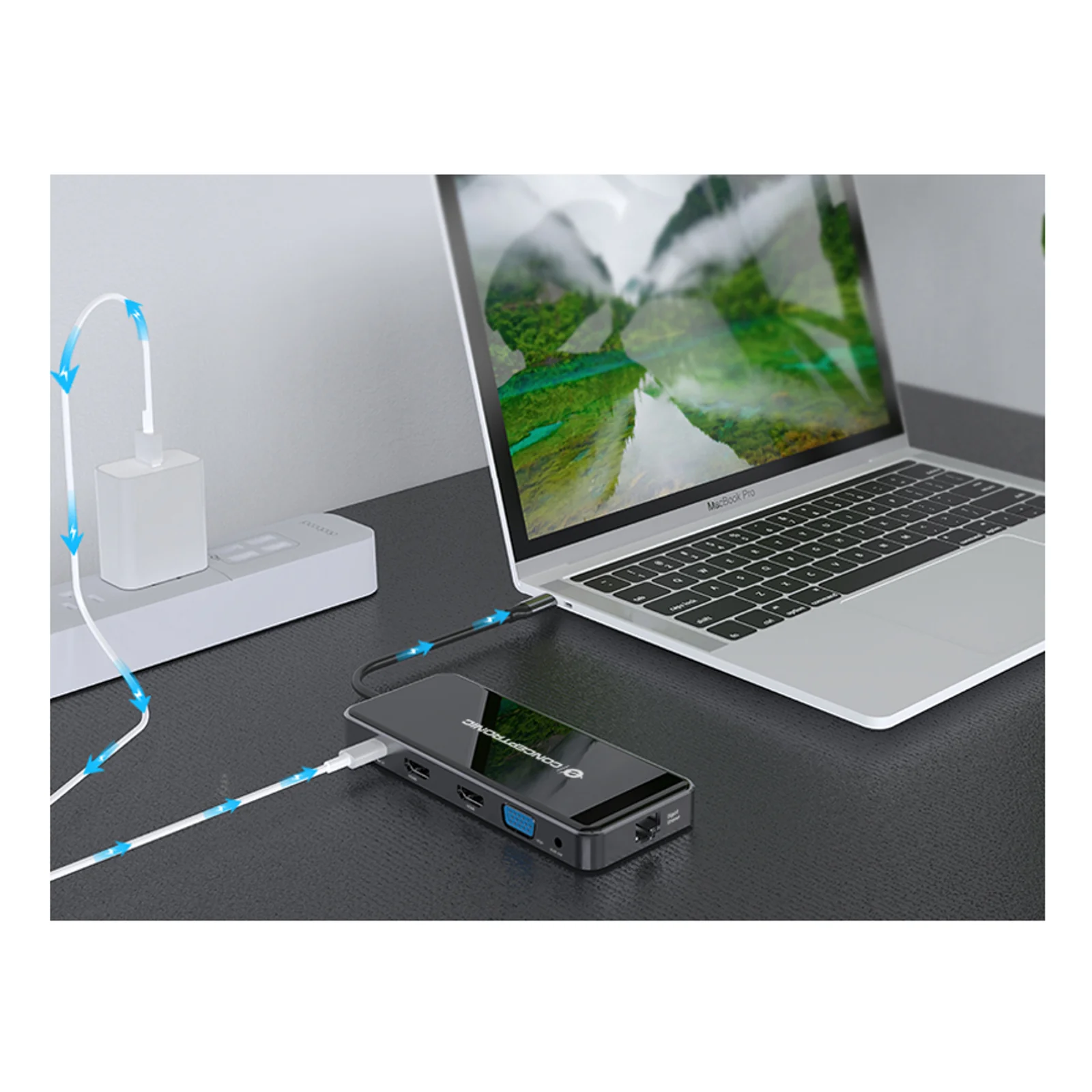 Conceptronic DONN15G station d'accueil Avec fil USB 3.2 Gen 1 (3.1 Gen 1) Type-C Gris
