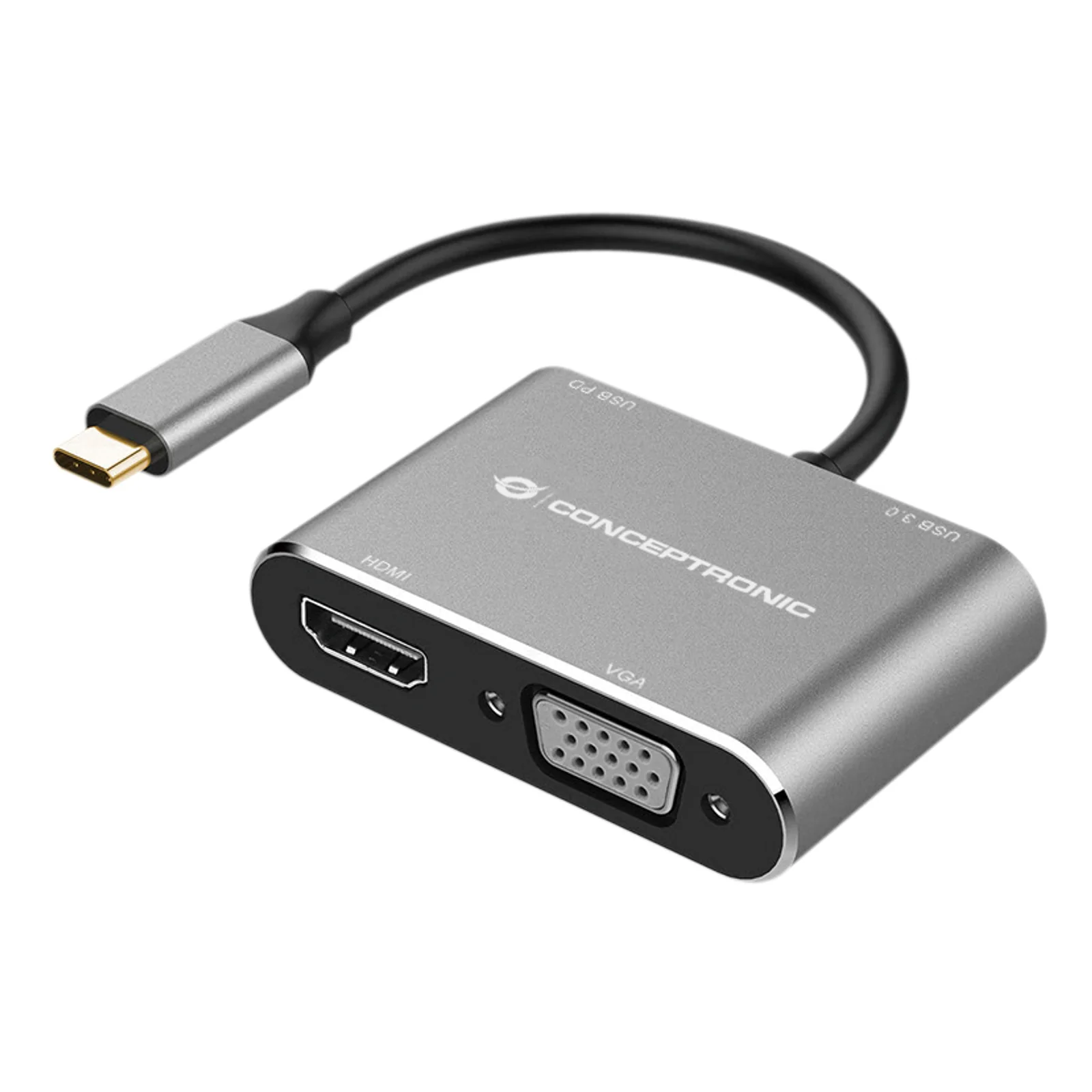 Conceptronic DONN16G station d'accueil Avec fil USB 3.2 Gen 1 (3.1 Gen 1) Type-C Noir, Argent