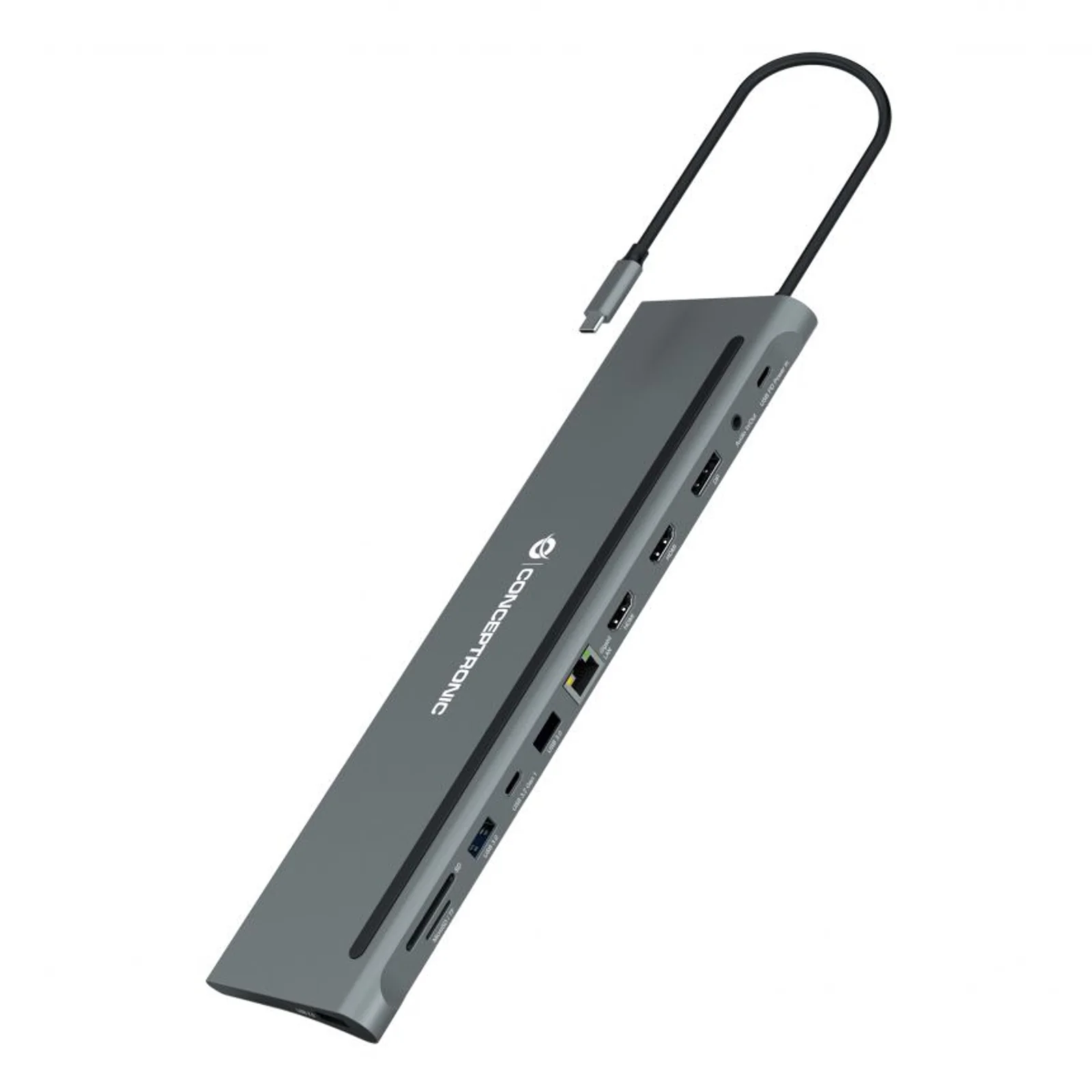 Conceptronic DONN17G station d'accueil Avec fil USB 3.2 Gen 1 (3.1 Gen 1) Type-C Gris