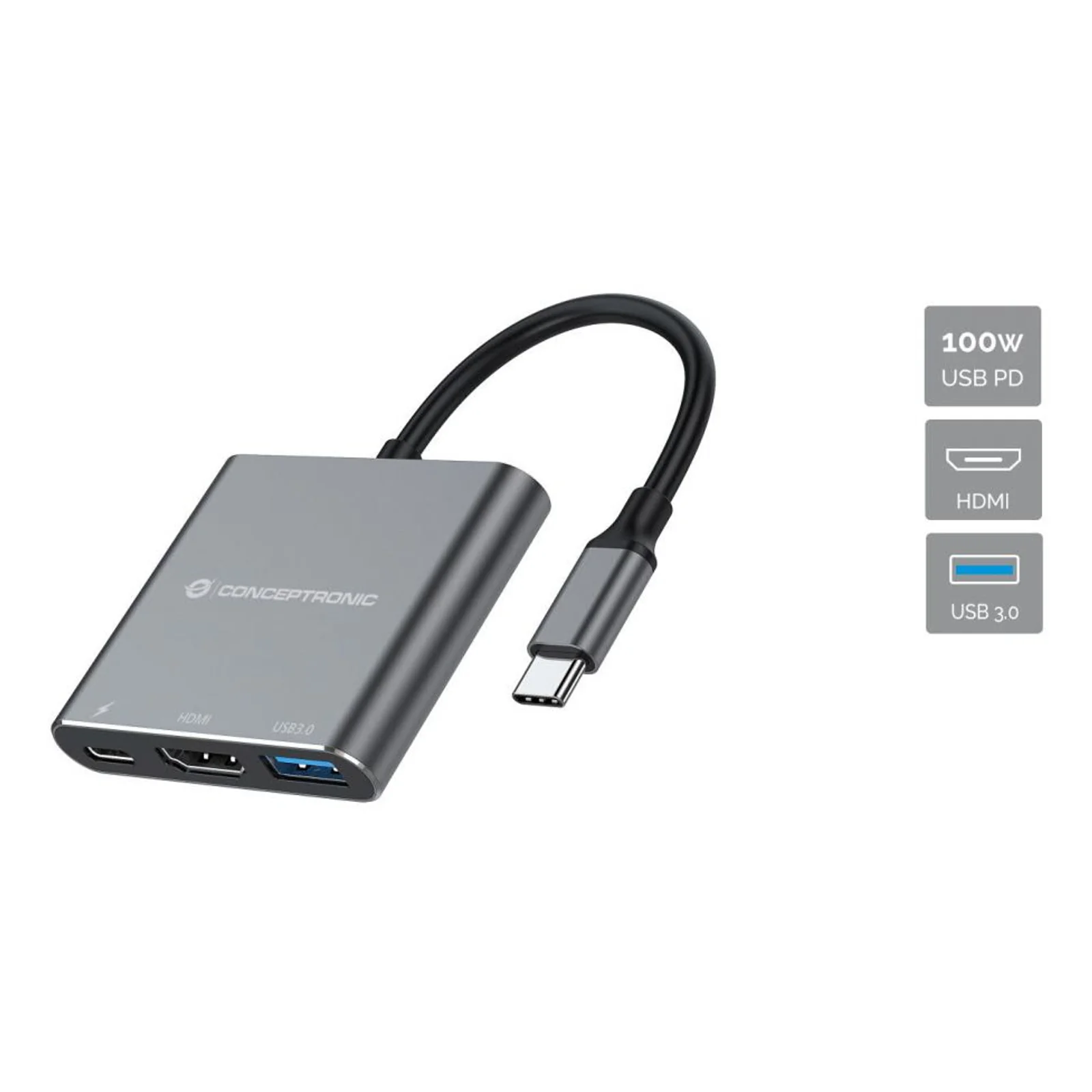DONN18G station d'accueil Avec fil USB 3.2 Gen 1 (3.1 Gen 1) Type-C Gris