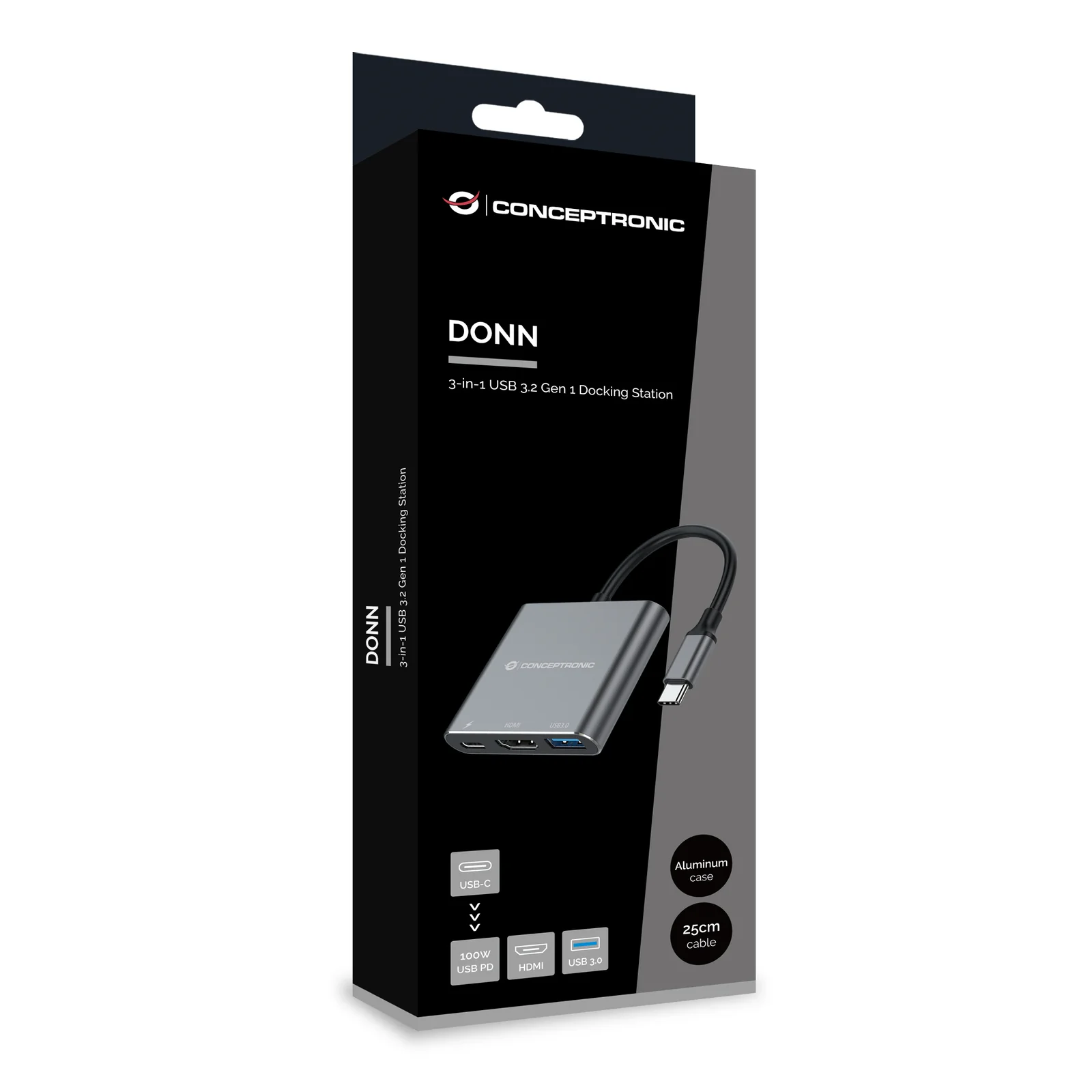 Conceptronic DONN18G station d'accueil Avec fil USB 3.2 Gen 1 (3.1 Gen 1) Type-C Gris