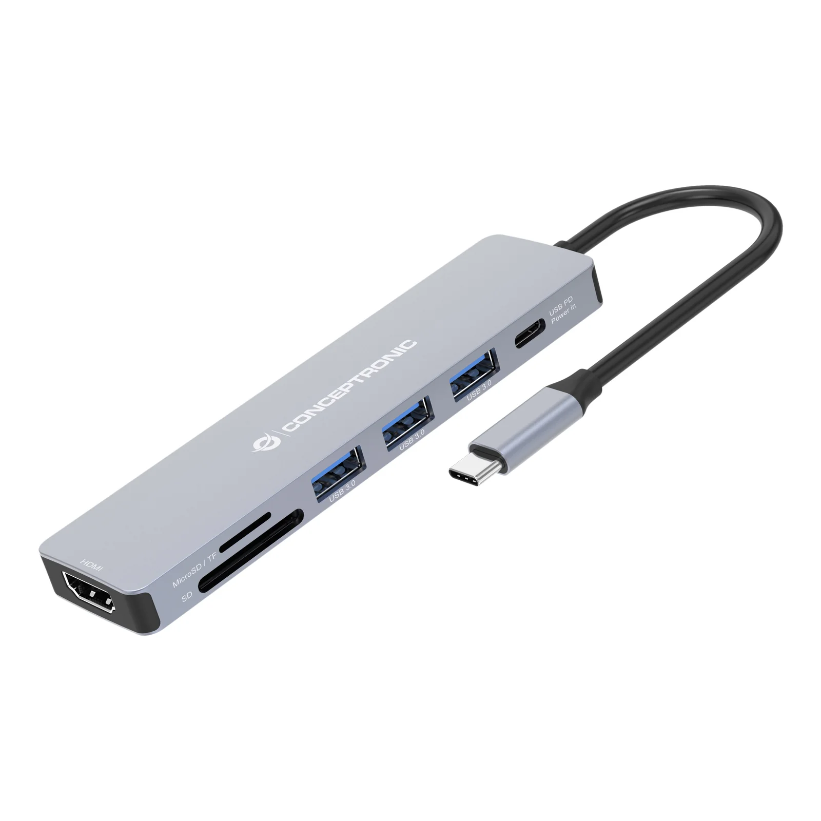 Conceptronic DONN19G station d'accueil Avec fil USB 3.2 Gen 1 (3.1 Gen 1) Type-C Gris