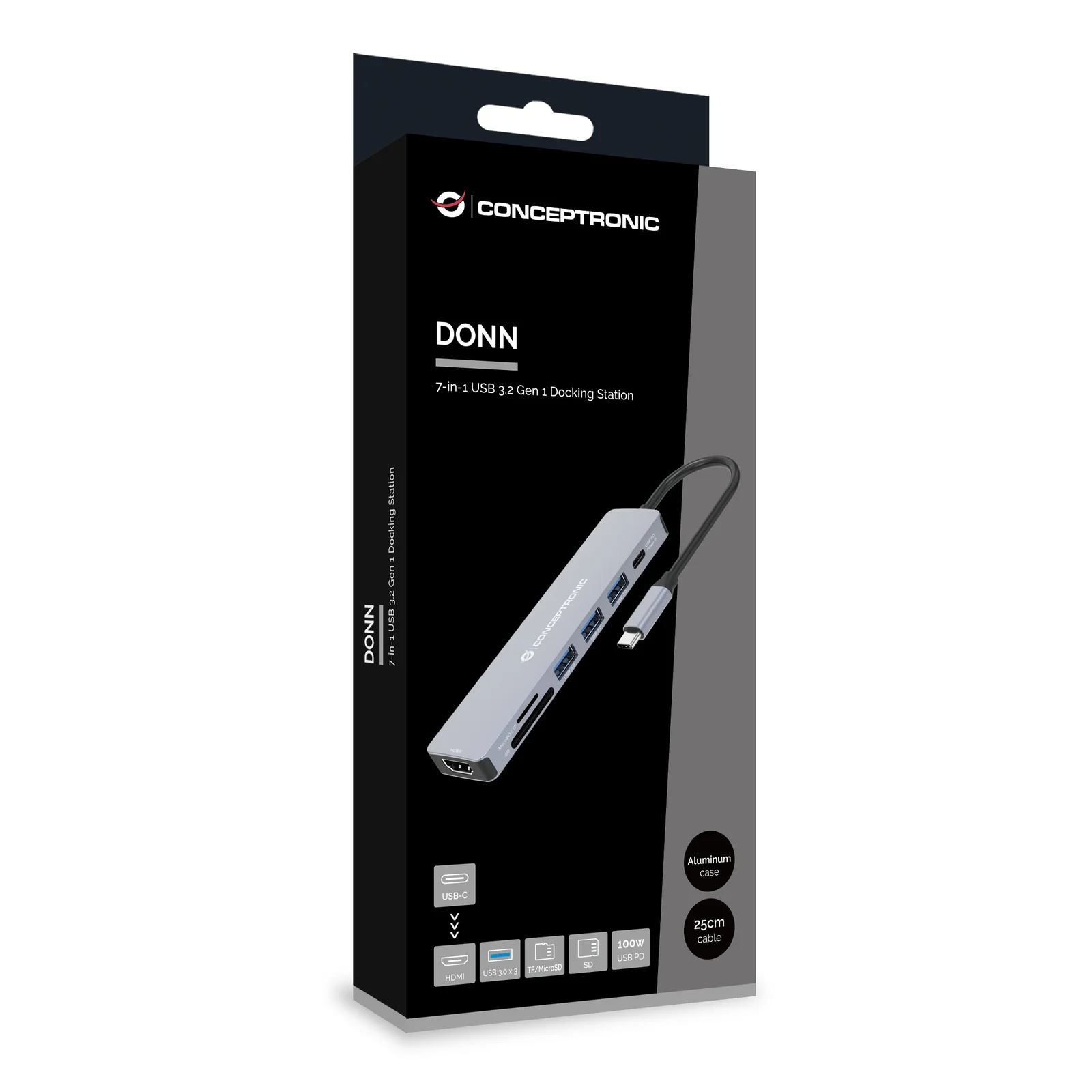Conceptronic DONN19G station d'accueil Avec fil USB 3.2 Gen 1 (3.1 Gen 1) Type-C Gris