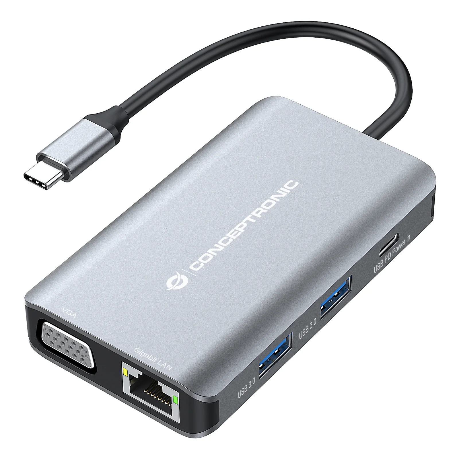 Conceptronic DONN21G station d'accueil Avec fil USB 3.2 Gen 1 (3.1 Gen 1) Type-C Gris