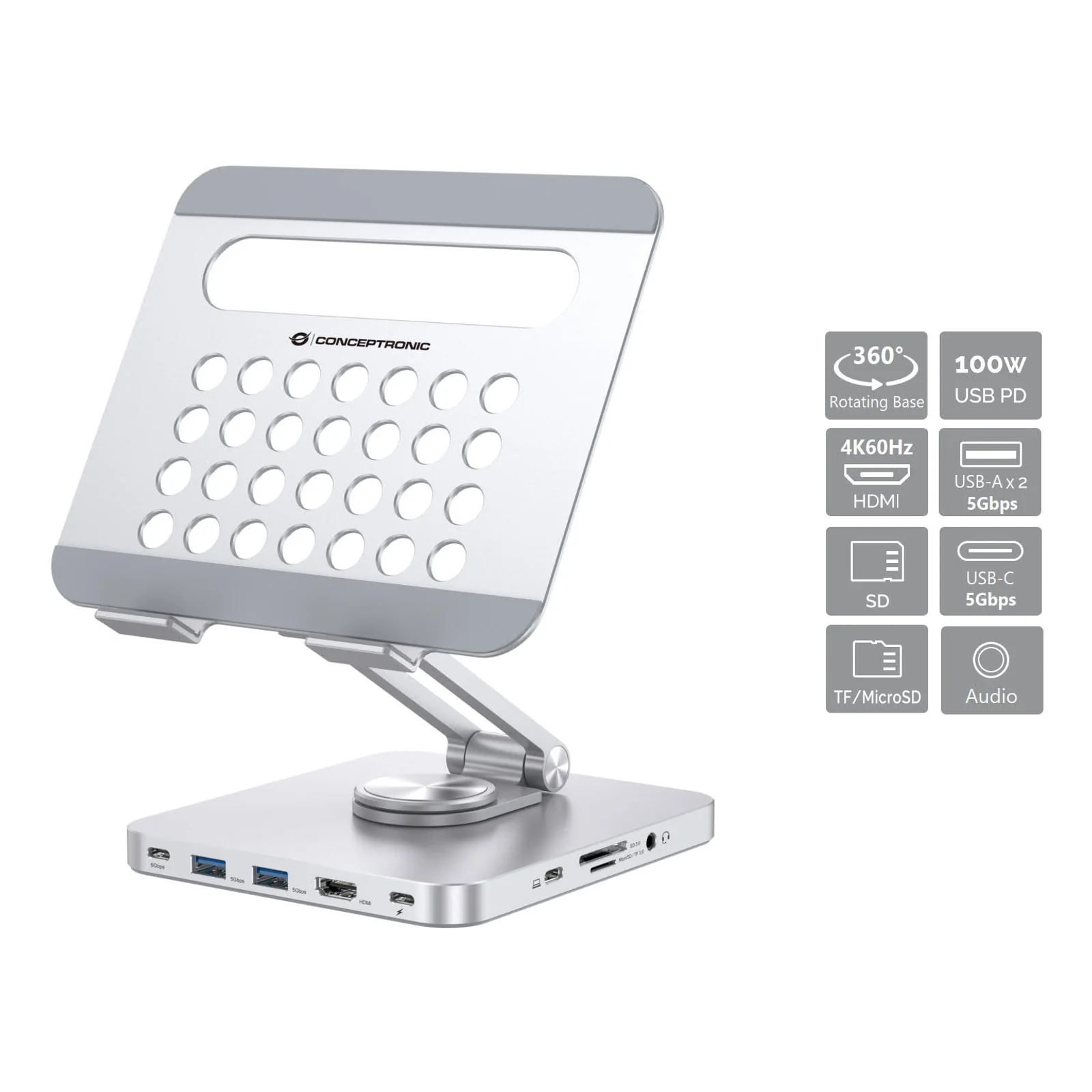 DONN26G chariot et support multimédia Argent Tablette