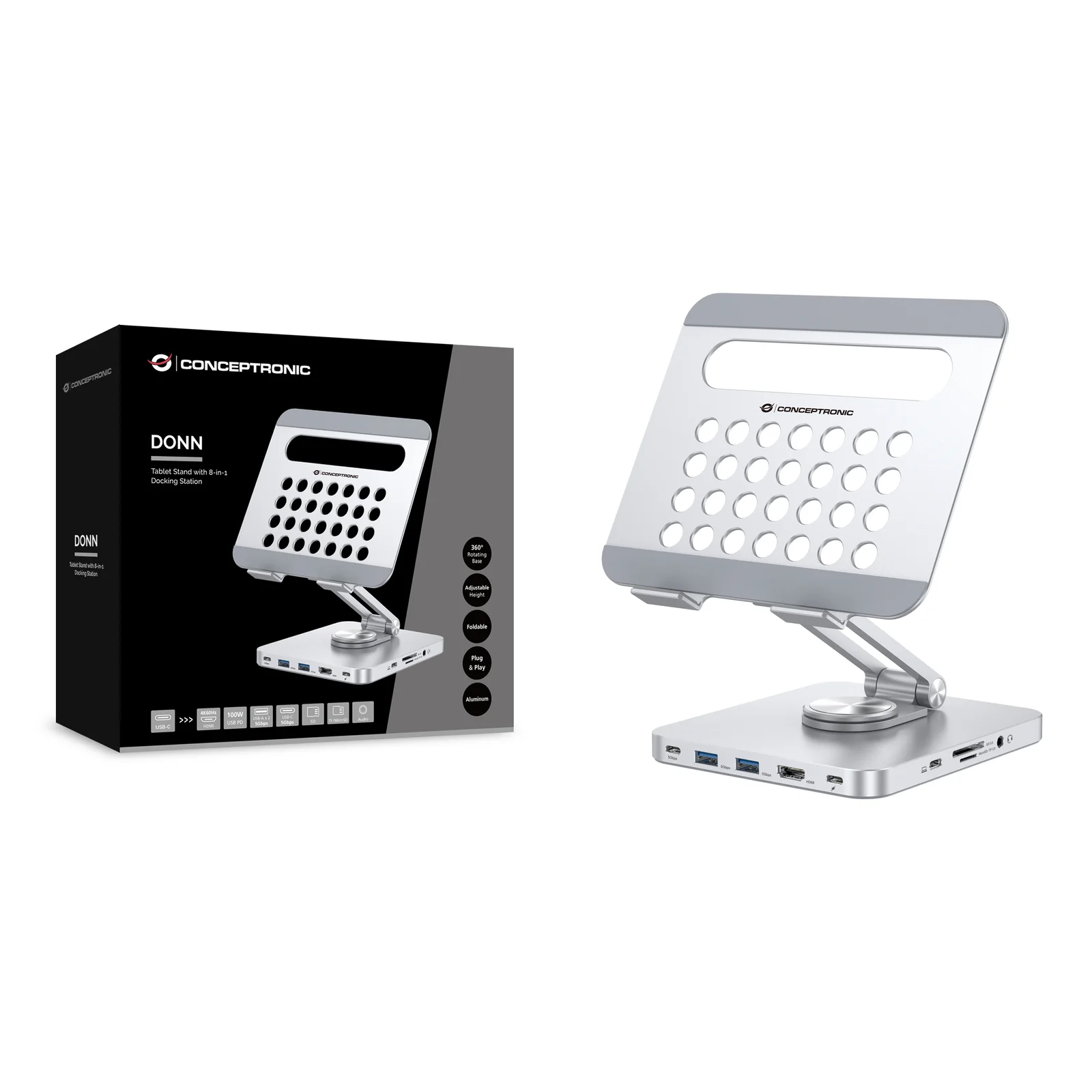 Conceptronic DONN26G chariot et support multimédia Argent Tablette