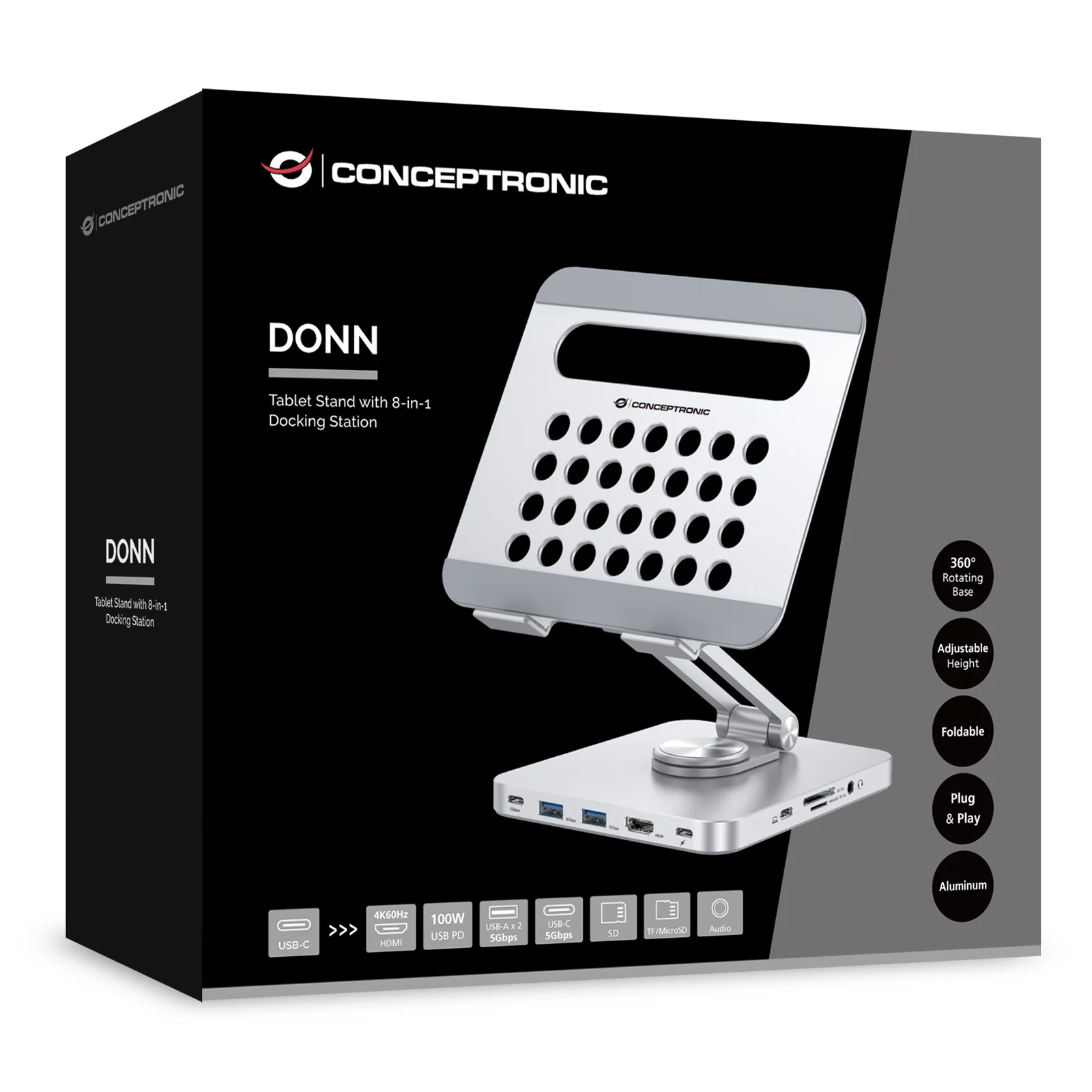 Conceptronic DONN26G chariot et support multimédia Argent Tablette