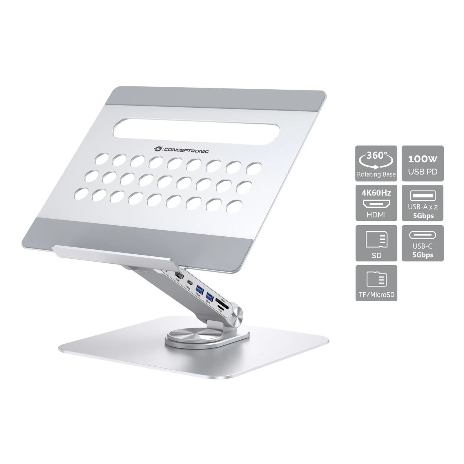 DONN27G Support de livres Supports de Laptop Argent