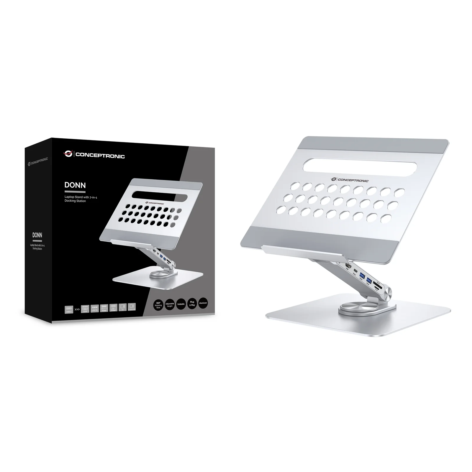 Conceptronic DONN27G Support de livres Supports de Laptop Argent