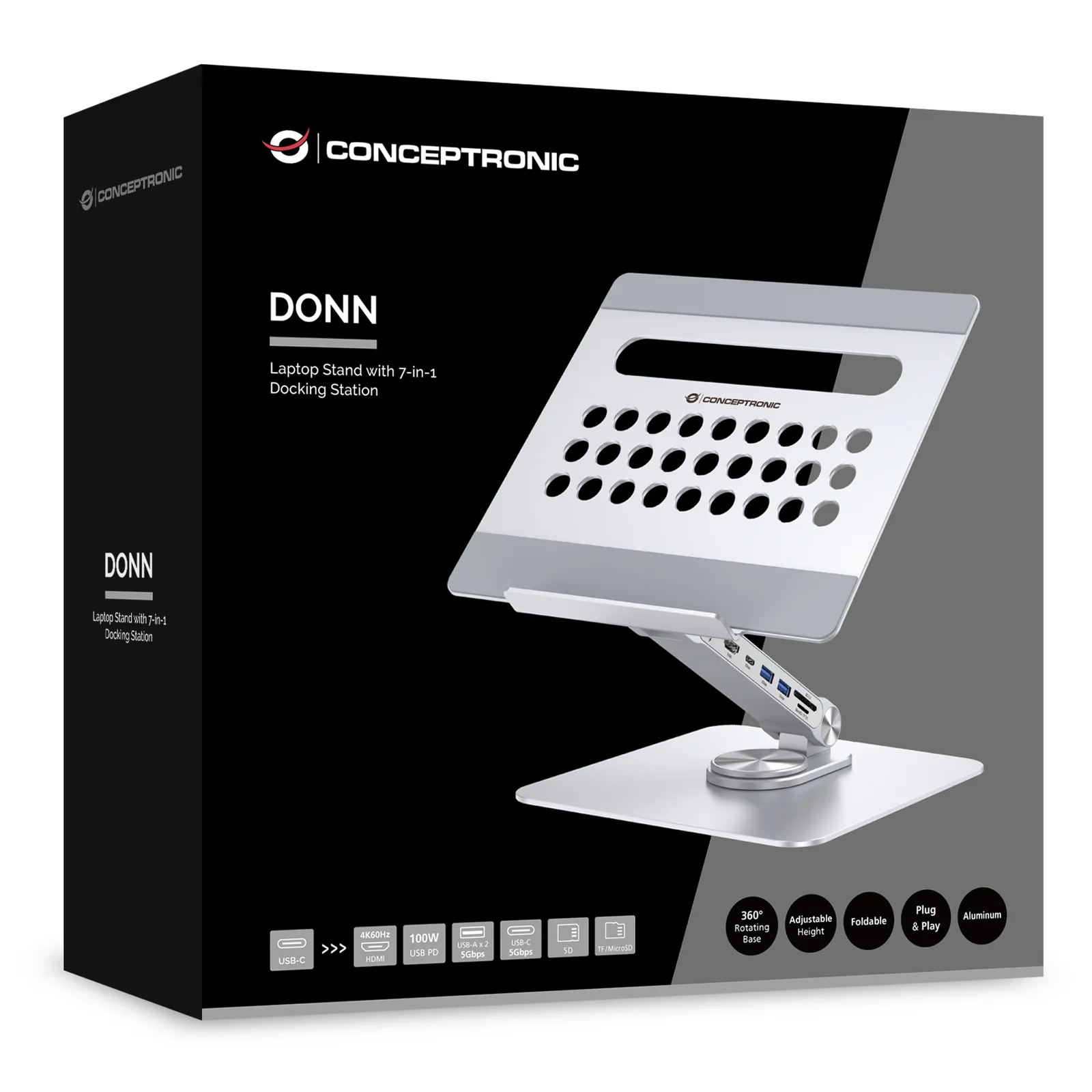 Conceptronic DONN27G Support de livres Supports de Laptop Argent