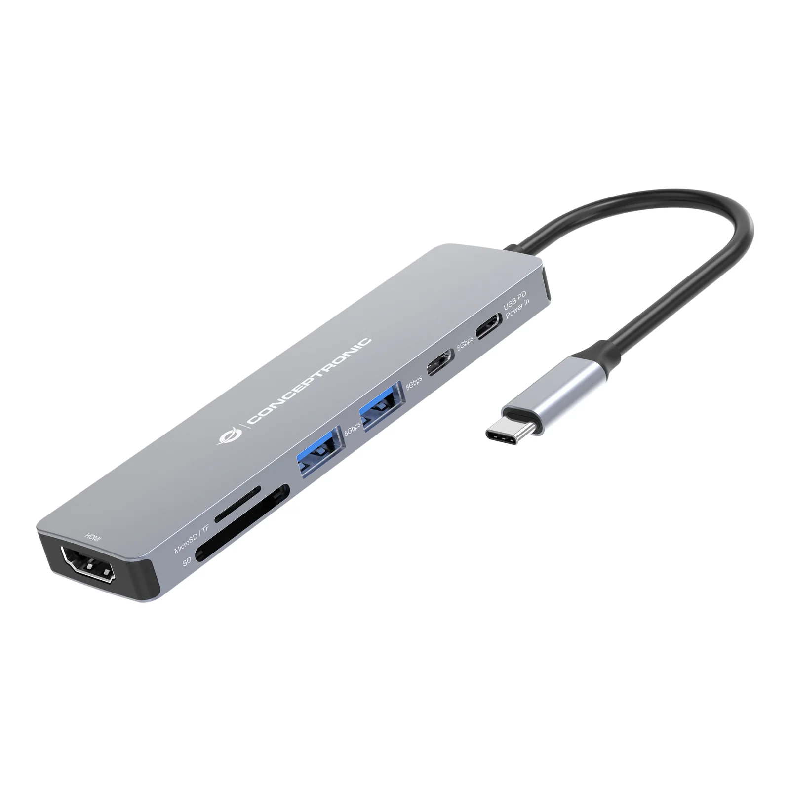 Conceptronic DONN28G Avec fil USB 3.2 Gen 1 (3.1 Gen 1) Type-C Gris