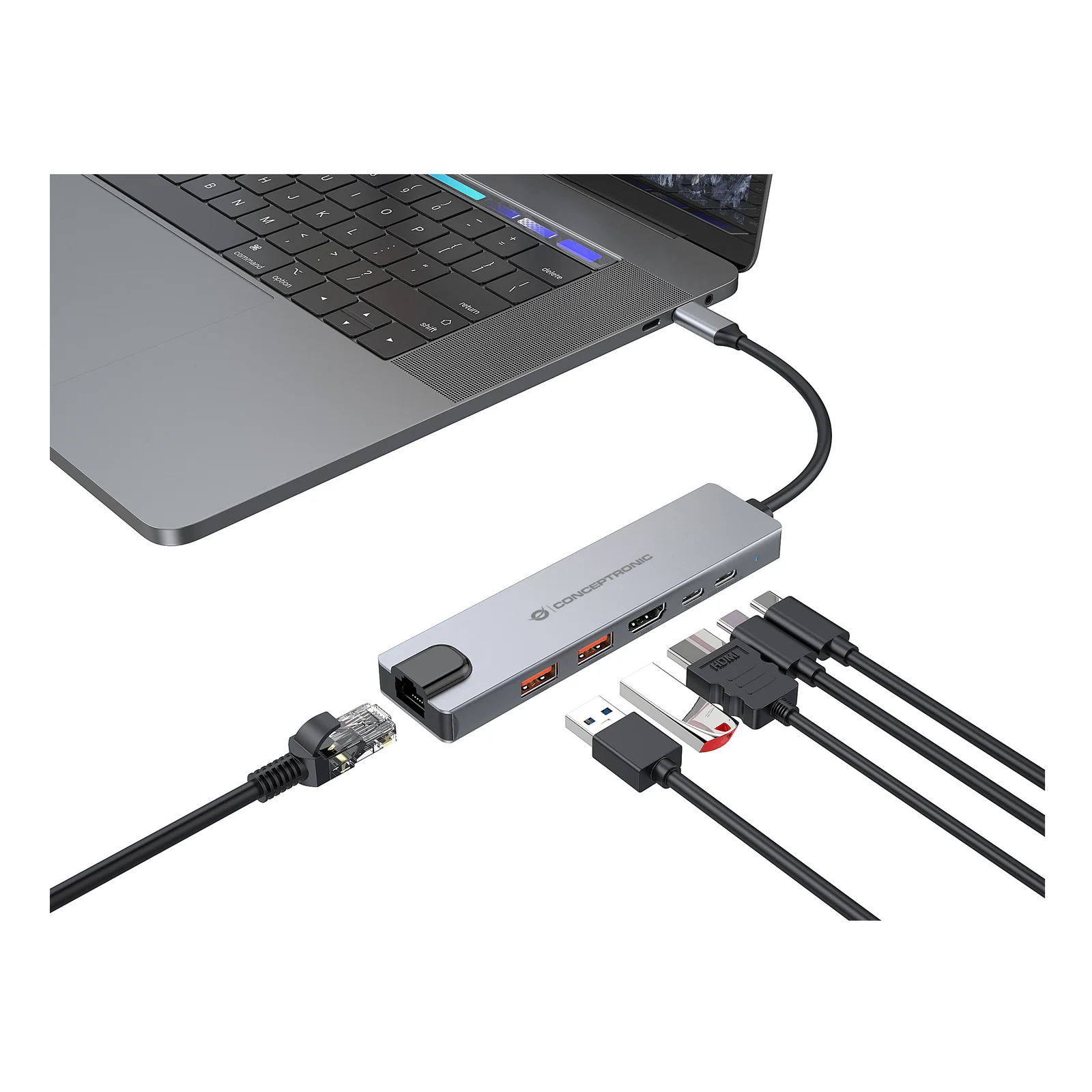 Conceptronic DONN29G station d'accueil Avec fil USB 3.2 Gen 2 (3.1 Gen 2) Type-C Gris